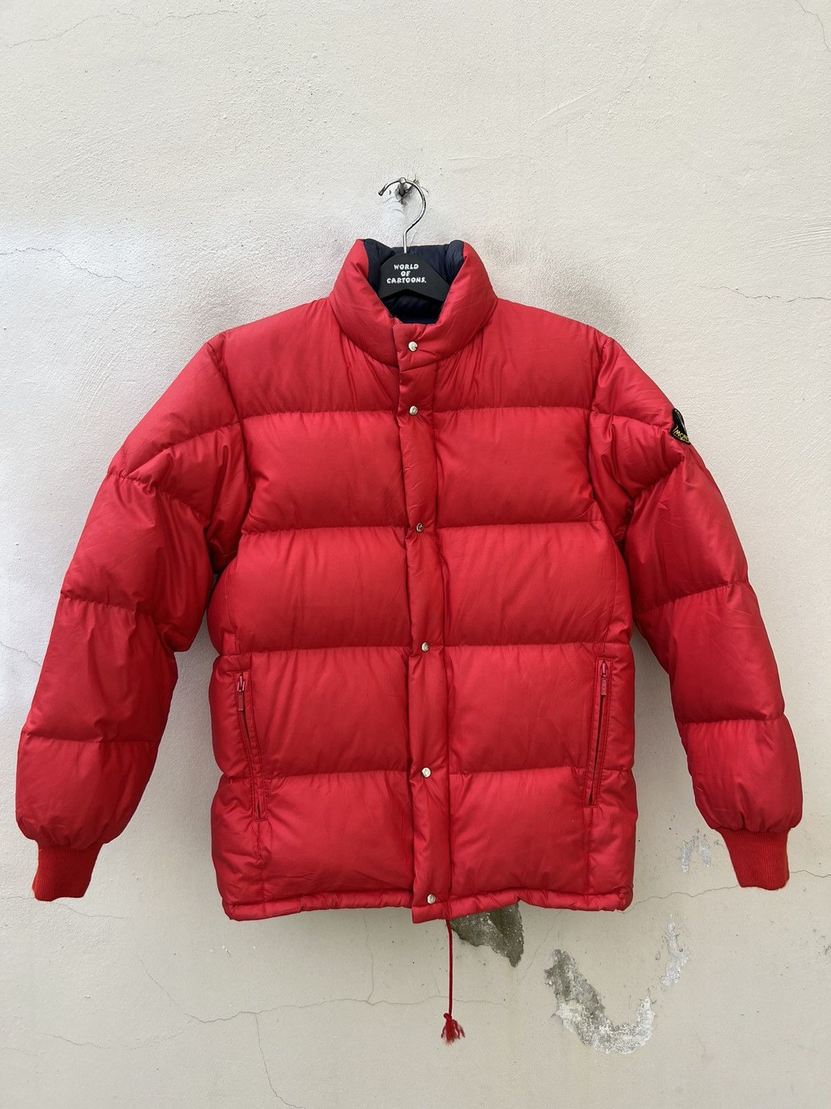 image of Vintage 80's Moncler X Asics Japan Red Puffer Down Jacket, Men's (Size Small)