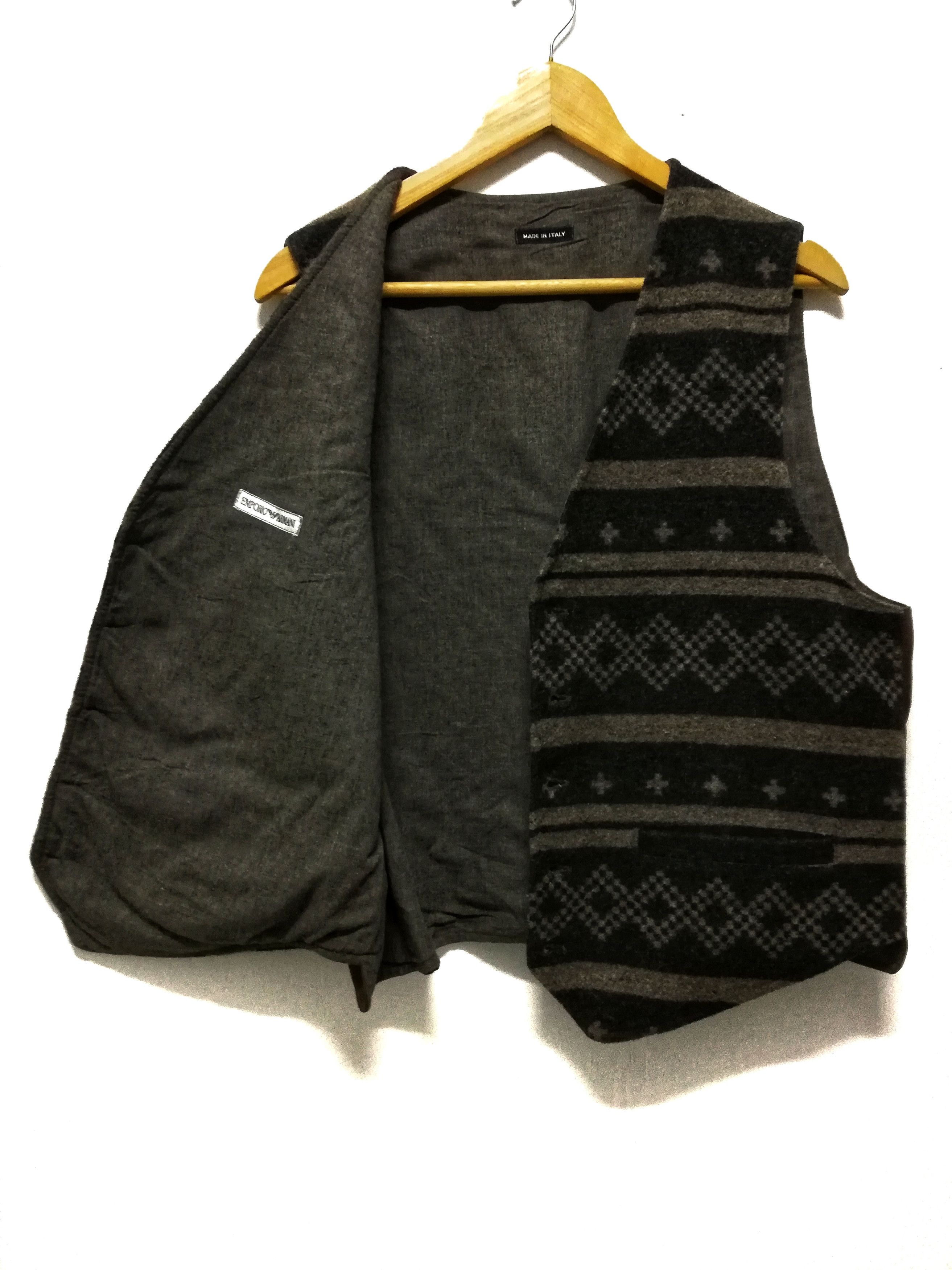 Emporio Armani × Vintage 🔥EMPORIO ARMANI Geometry Wool Button Up Vest Made In Italy Size US L / EU 52-54 / 3 - 6 Thumbnail