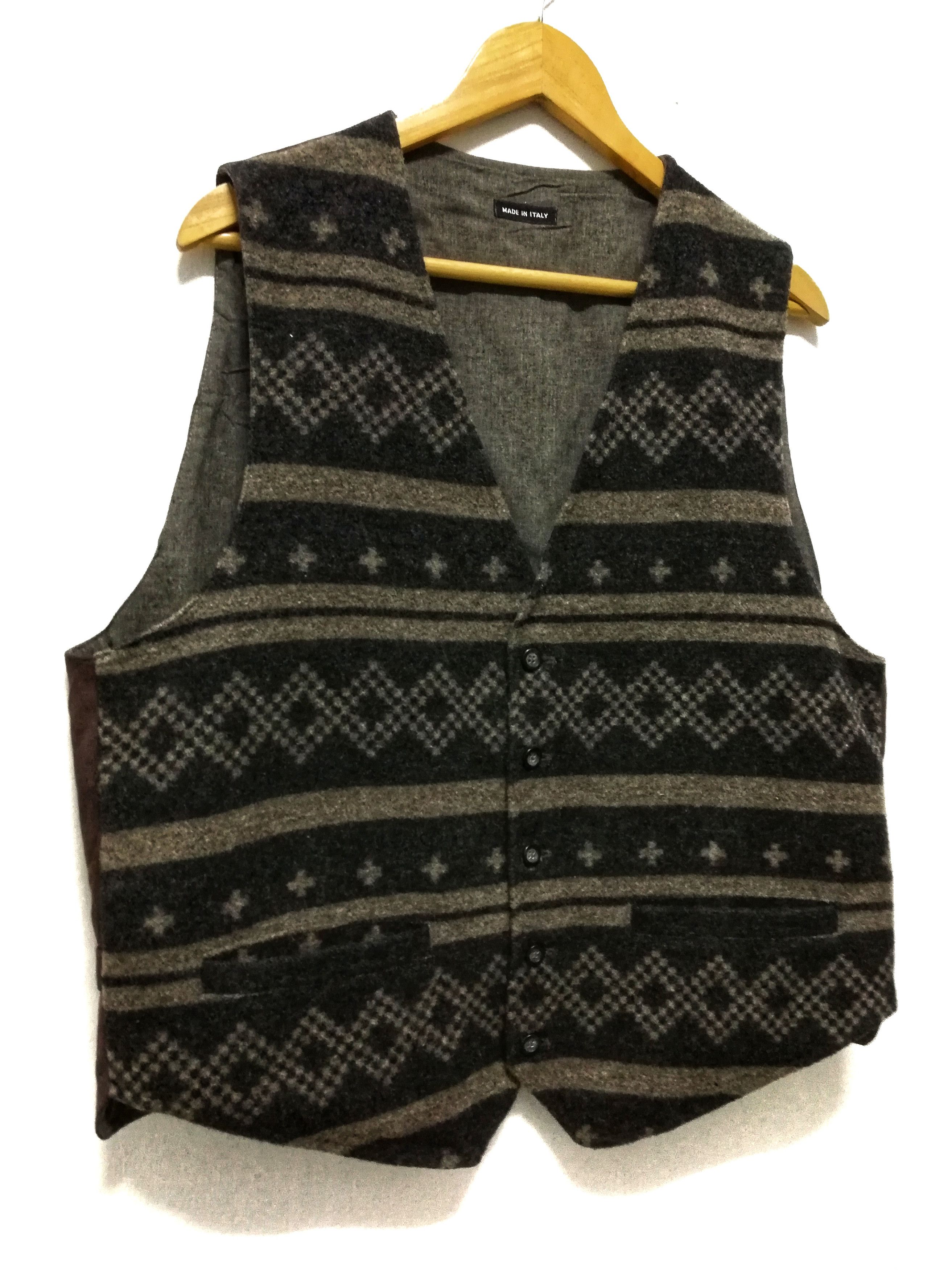 Emporio Armani × Vintage 🔥EMPORIO ARMANI Geometry Wool Button Up Vest Made In Italy Size US L / EU 52-54 / 3 - 1 Thumbnail