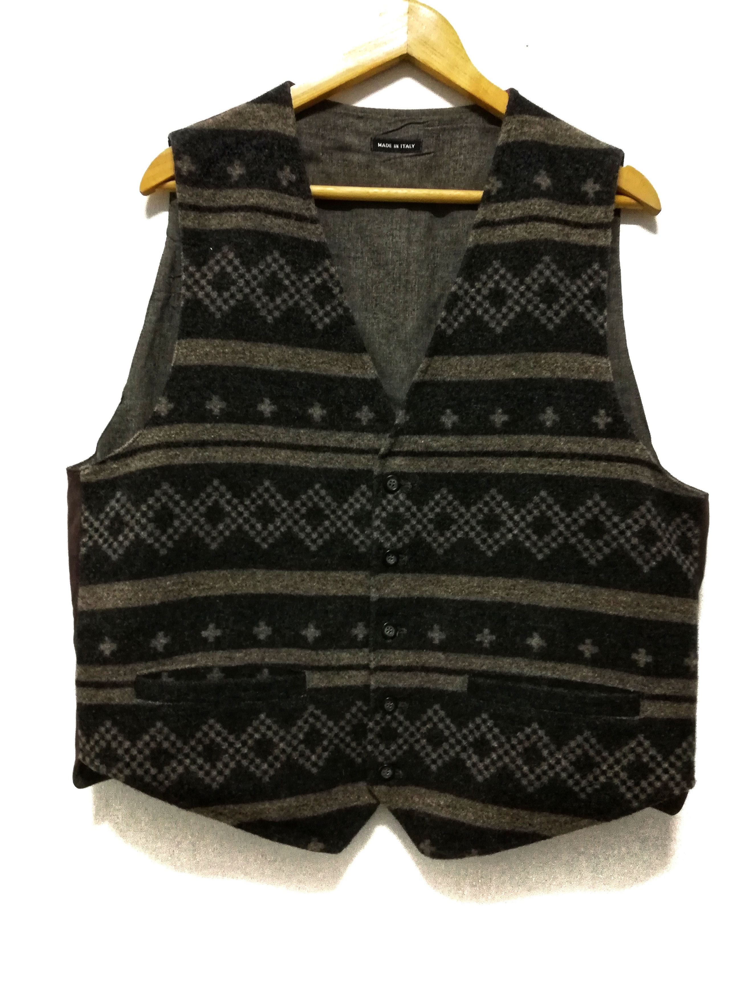 Emporio Armani × Vintage 🔥EMPORIO ARMANI Geometry Wool Button Up Vest Made In Italy Size US L / EU 52-54 / 3 - 2 Thumbnail