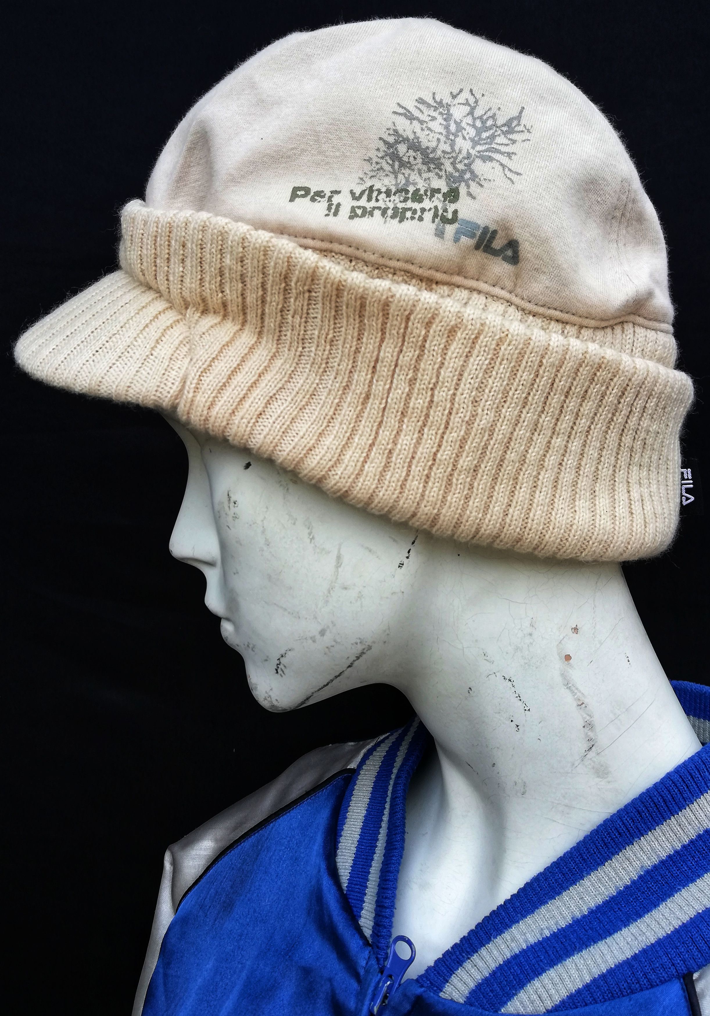 Fila 🔥Fila Folding Beanie Hat Beret Cotton Knit Part Acrylic🔥 Size ONE SIZE - 3 Thumbnail
