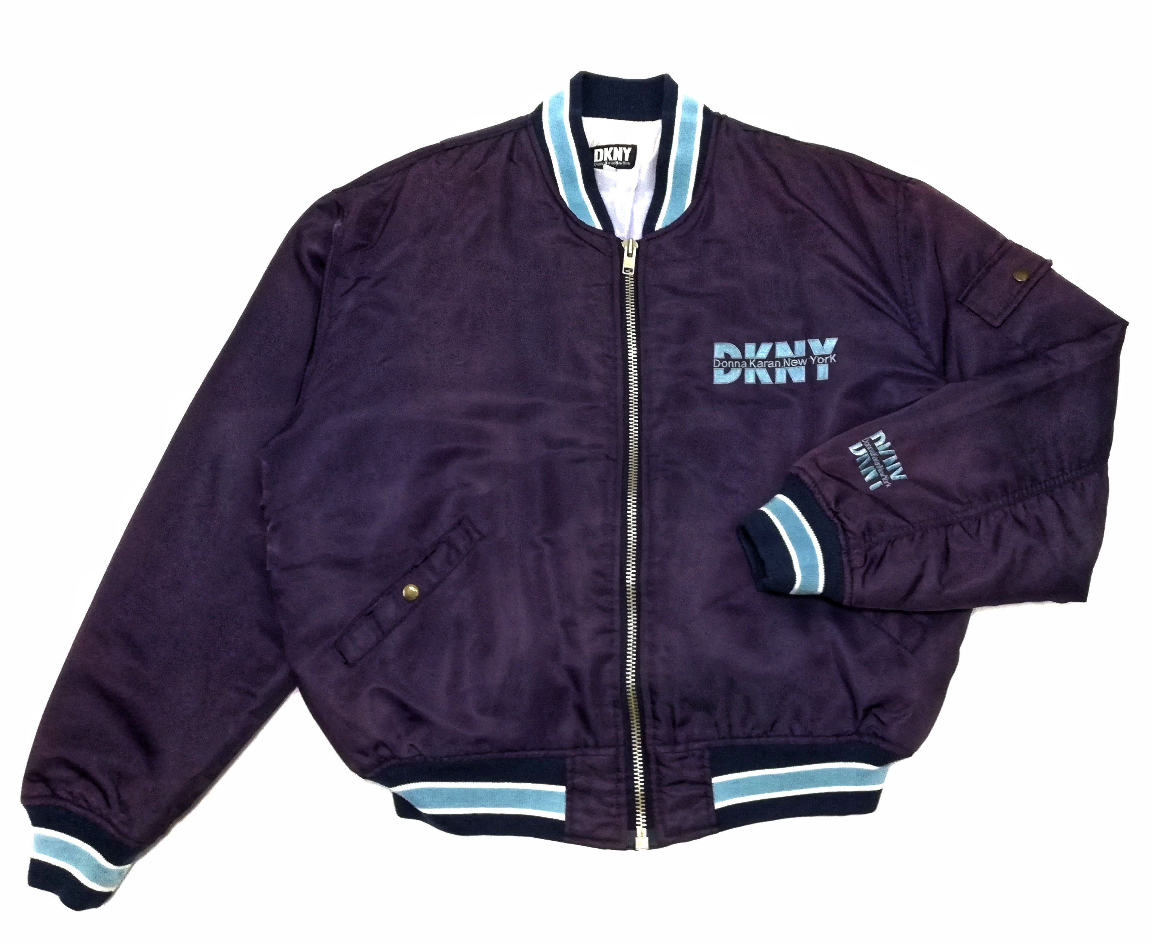 DKNY 🔥Donna Karan New York Big Logo Bomber Jacket Purple/Blue🔥 Size US L / EU 52-54 / 3 - 4 Thumbnail