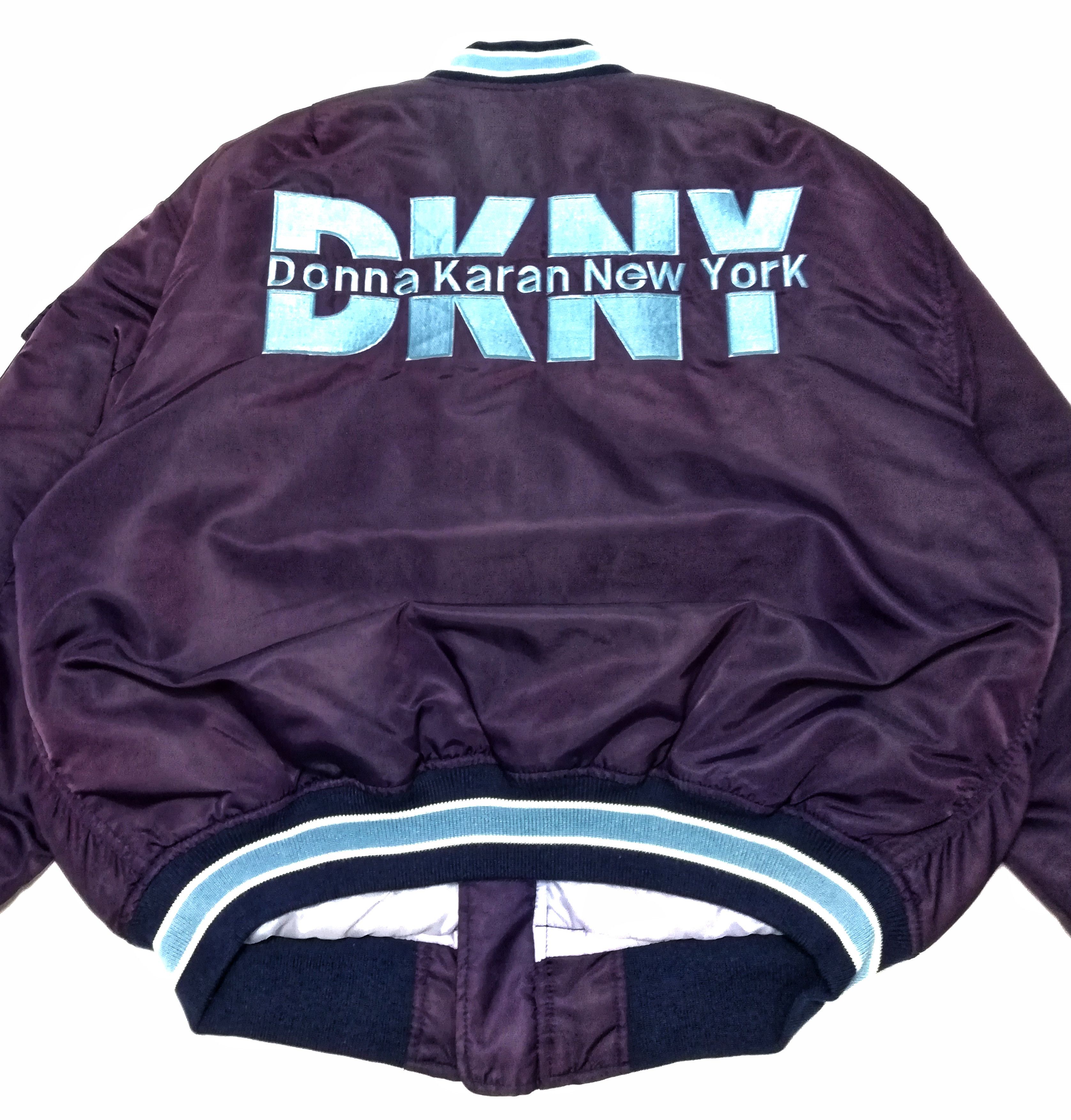DKNY 🔥Donna Karan New York Big Logo Bomber Jacket Purple/Blue🔥 Size US L / EU 52-54 / 3 - 2 Thumbnail
