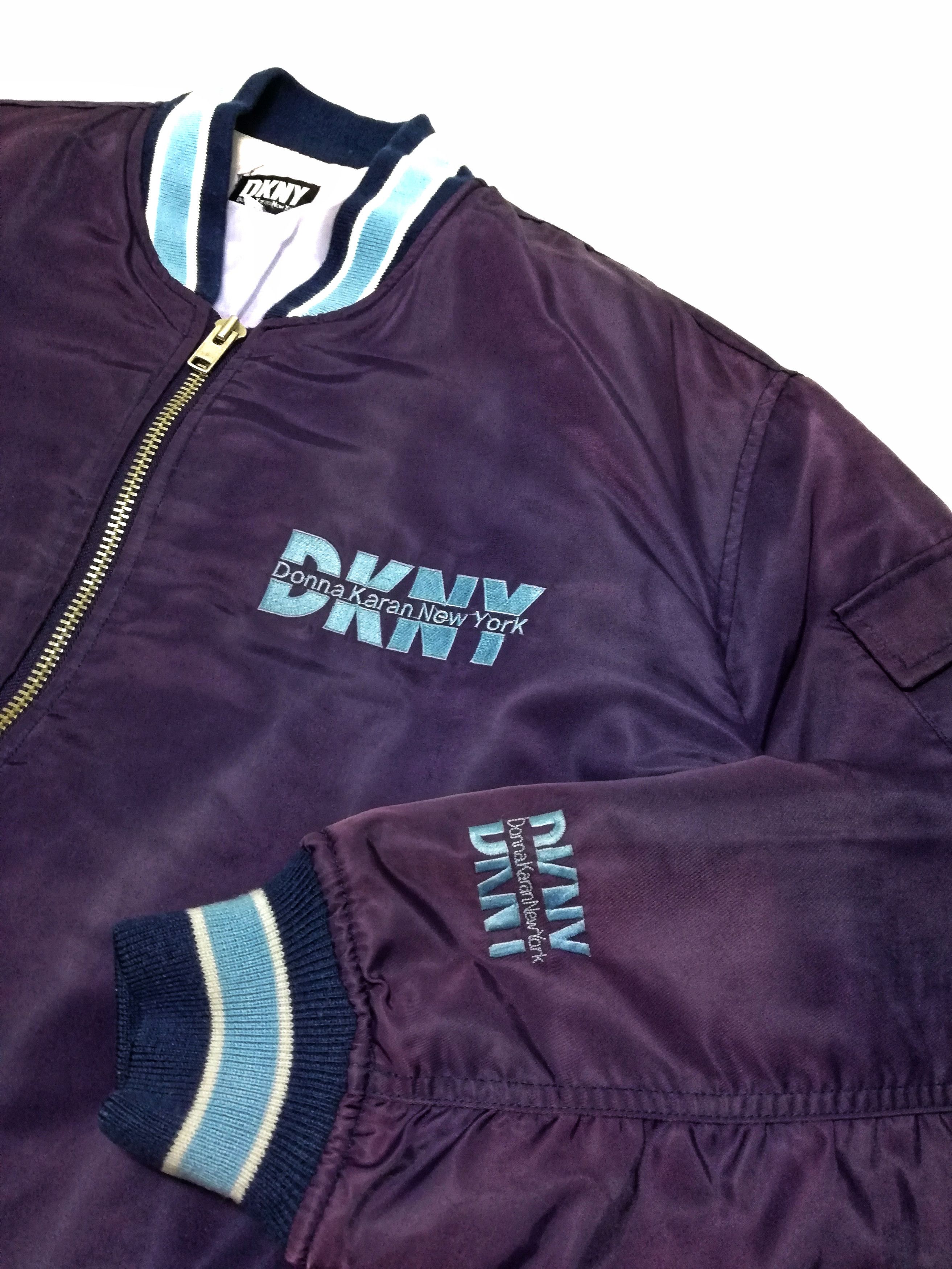 DKNY 🔥Donna Karan New York Big Logo Bomber Jacket Purple/Blue🔥 Size US L / EU 52-54 / 3 - 5 Thumbnail