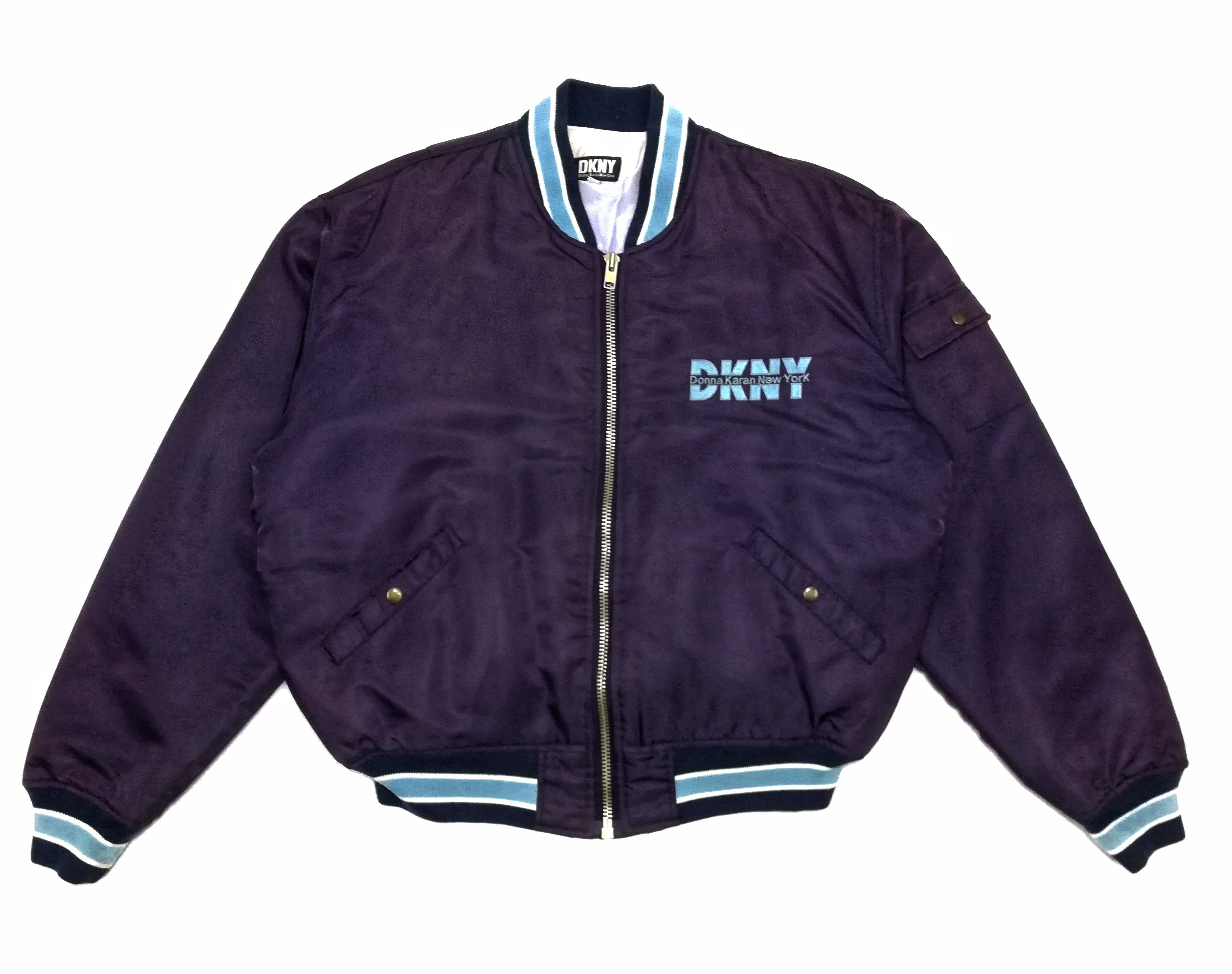 DKNY 🔥Donna Karan New York Big Logo Bomber Jacket Purple/Blue🔥 Size US L / EU 52-54 / 3 - 6 Thumbnail