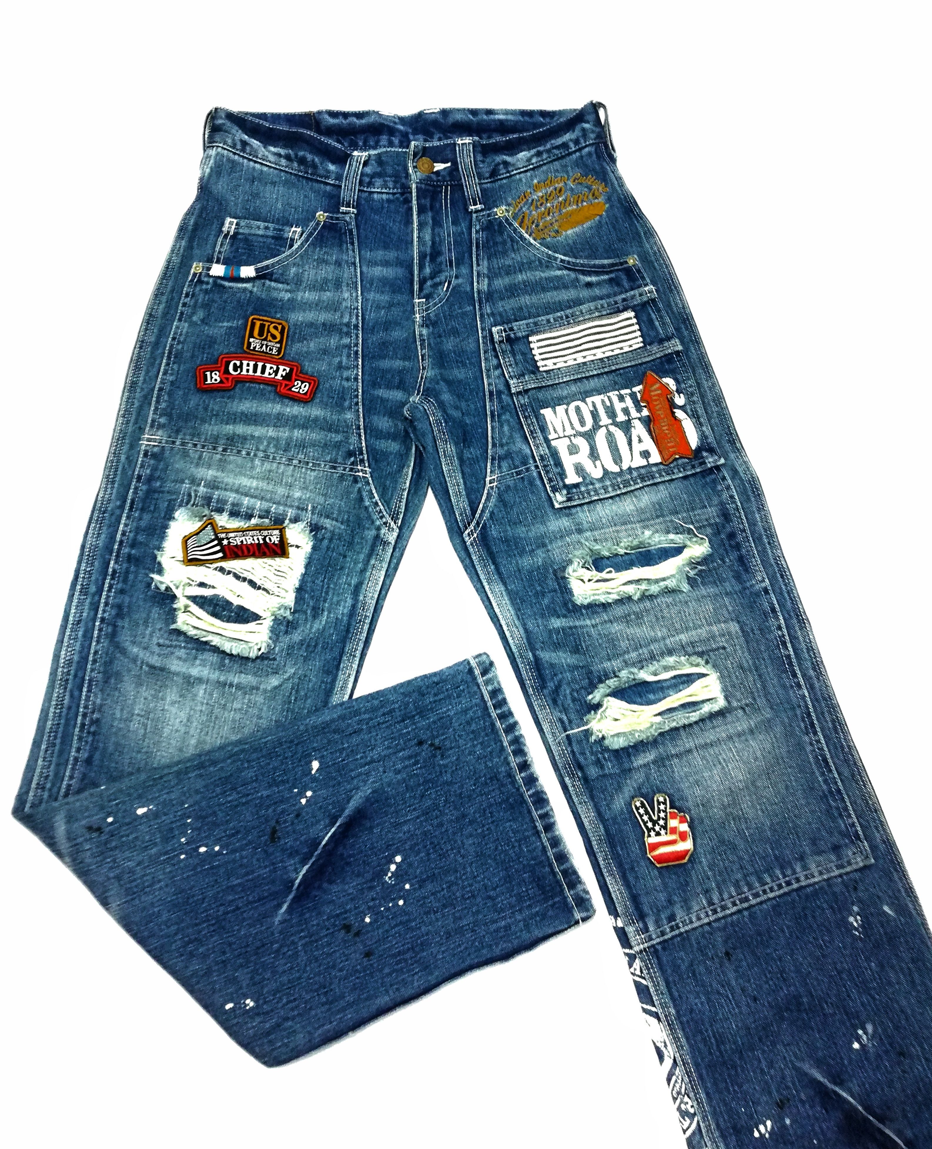 Japanese Brand 🔥Mind Of U.S.A Distressed Patchwork Carpenter Denim Pants Size US 30 / EU 46 - 2 Thumbnail