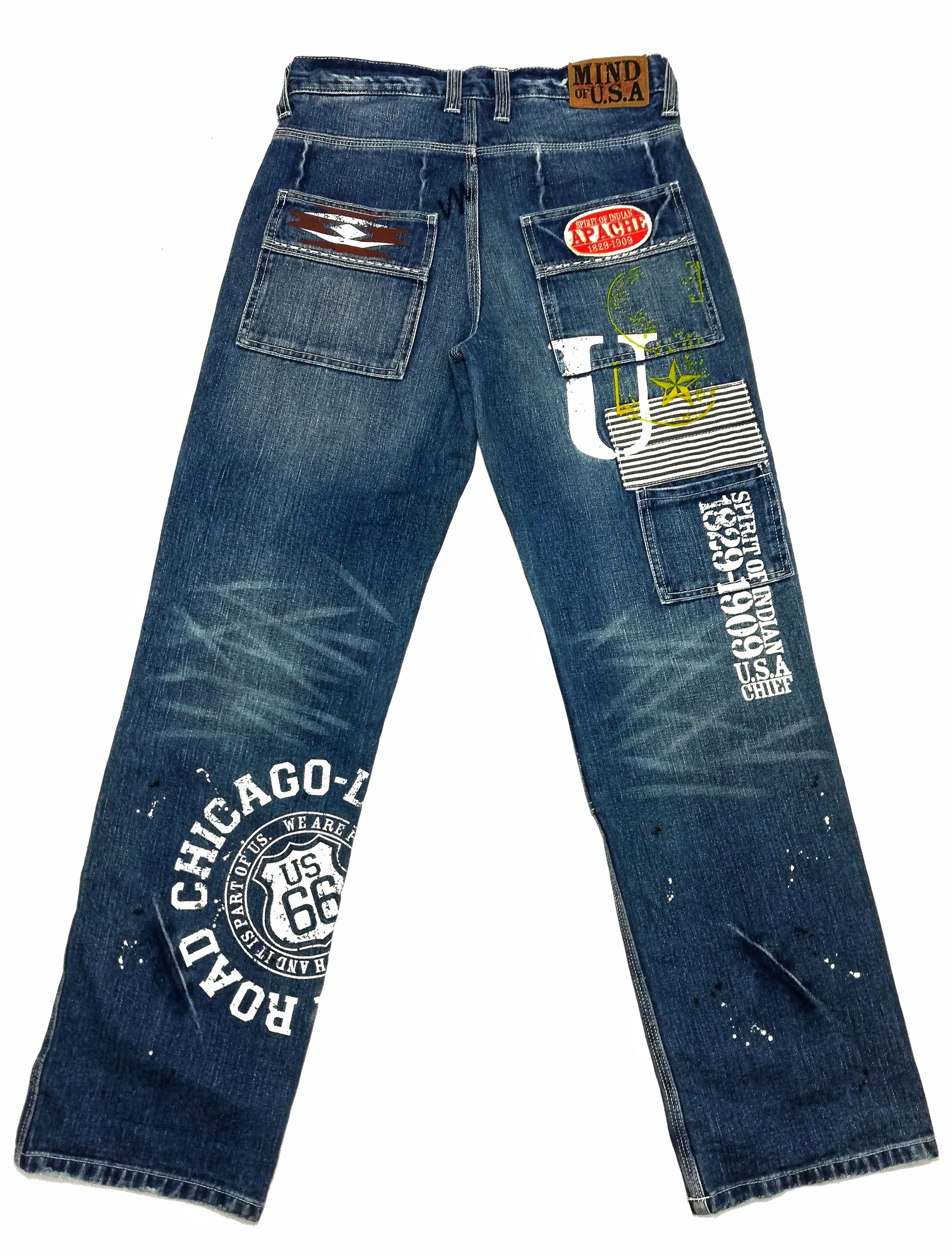 Japanese Brand 🔥Mind Of U.S.A Distressed Patchwork Carpenter Denim Pants Size US 30 / EU 46 - 17 Thumbnail