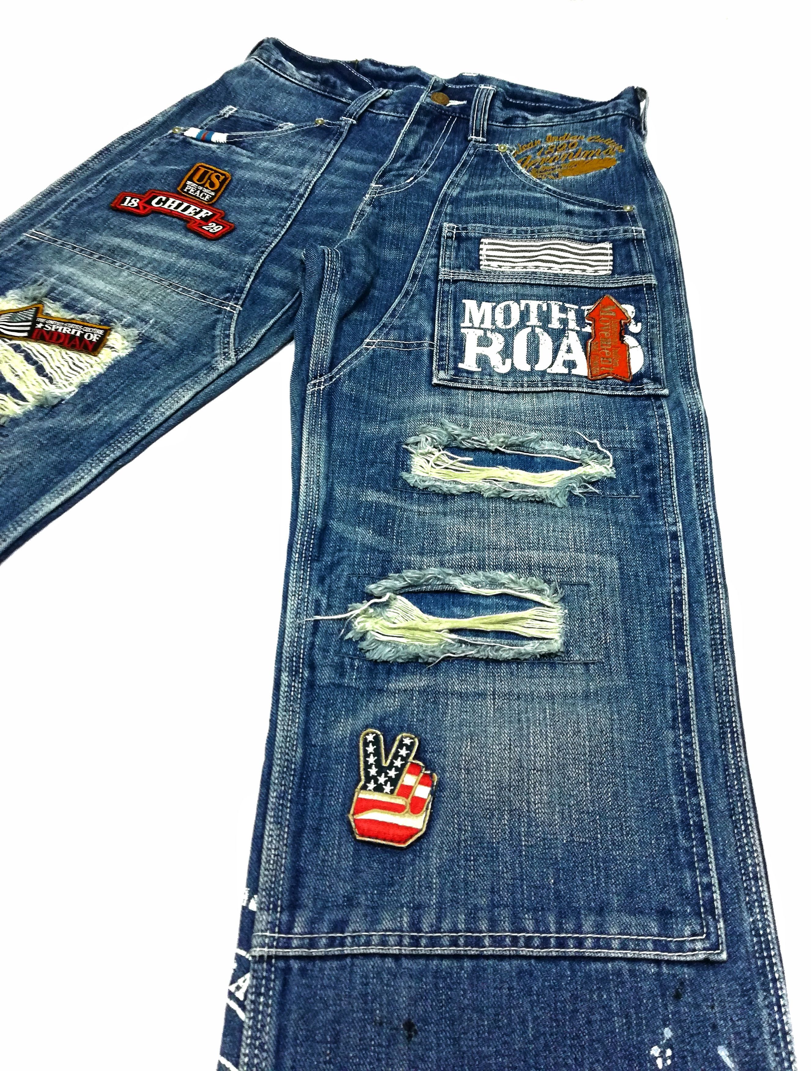 Japanese Brand 🔥Mind Of U.S.A Distressed Patchwork Carpenter Denim Pants Size US 30 / EU 46 - 6 Thumbnail