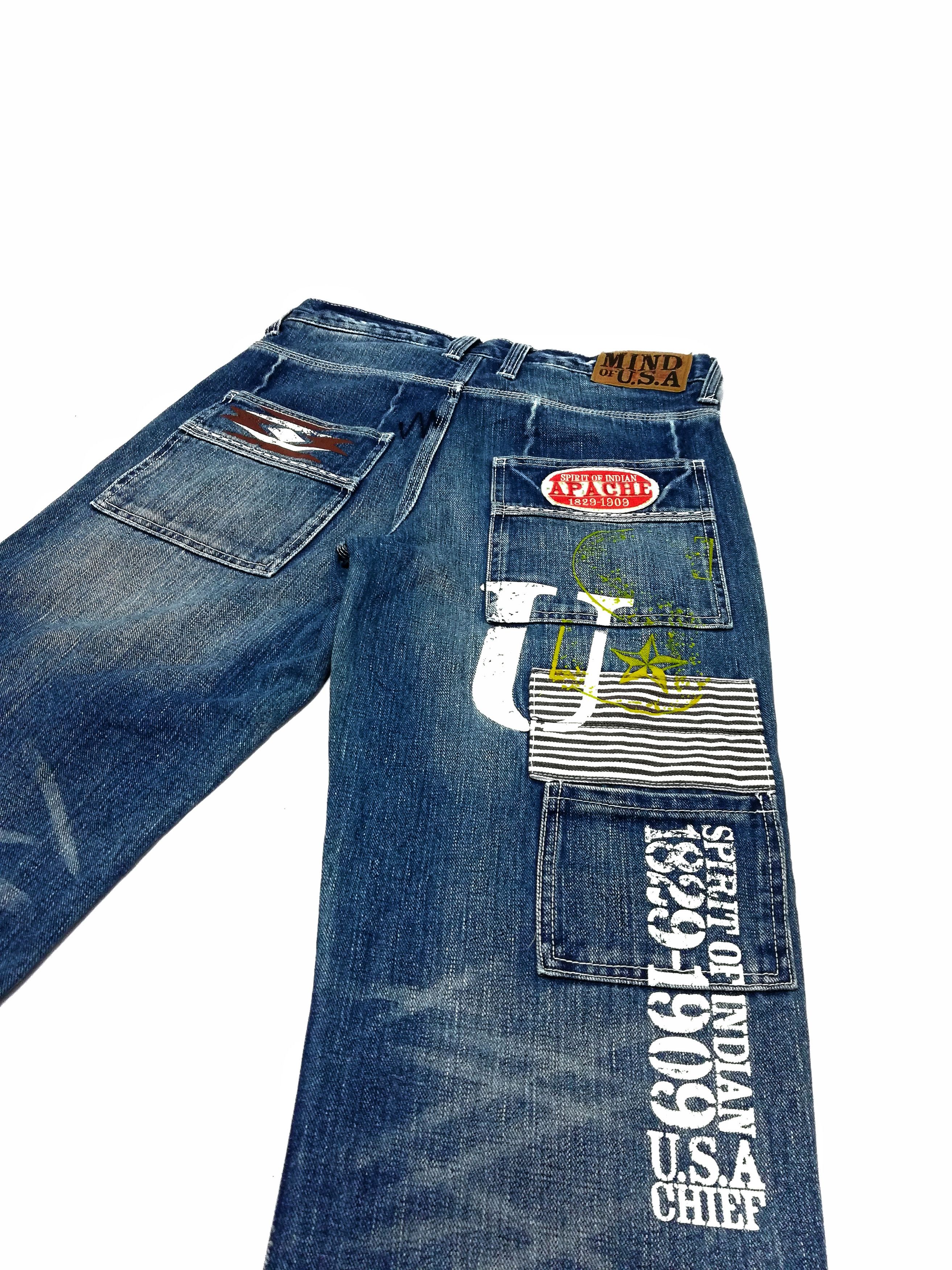 Japanese Brand 🔥Mind Of U.S.A Distressed Patchwork Carpenter Denim Pants Size US 30 / EU 46 - 19 Thumbnail