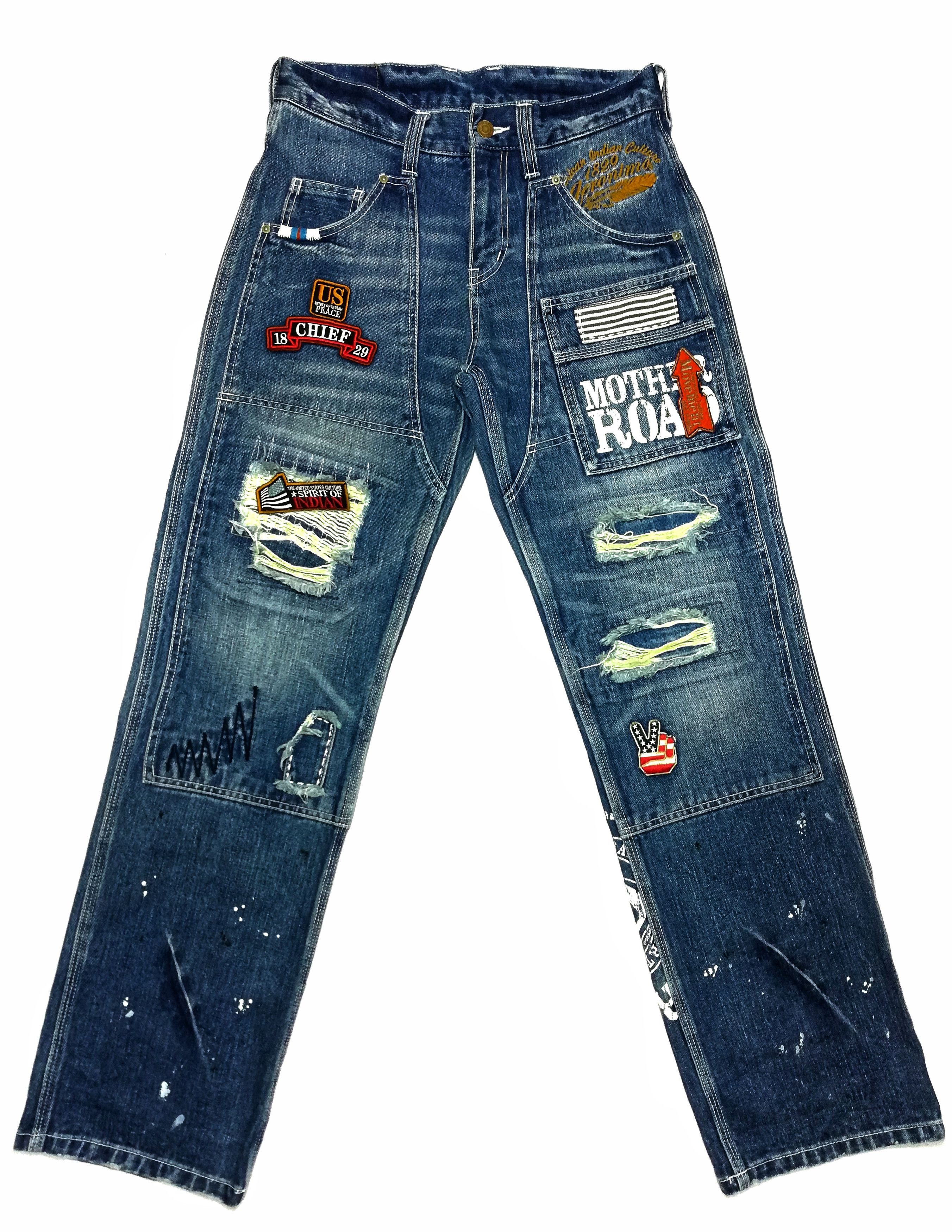 Japanese Brand 🔥Mind Of U.S.A Distressed Patchwork Carpenter Denim Pants Size US 30 / EU 46 - 3 Thumbnail