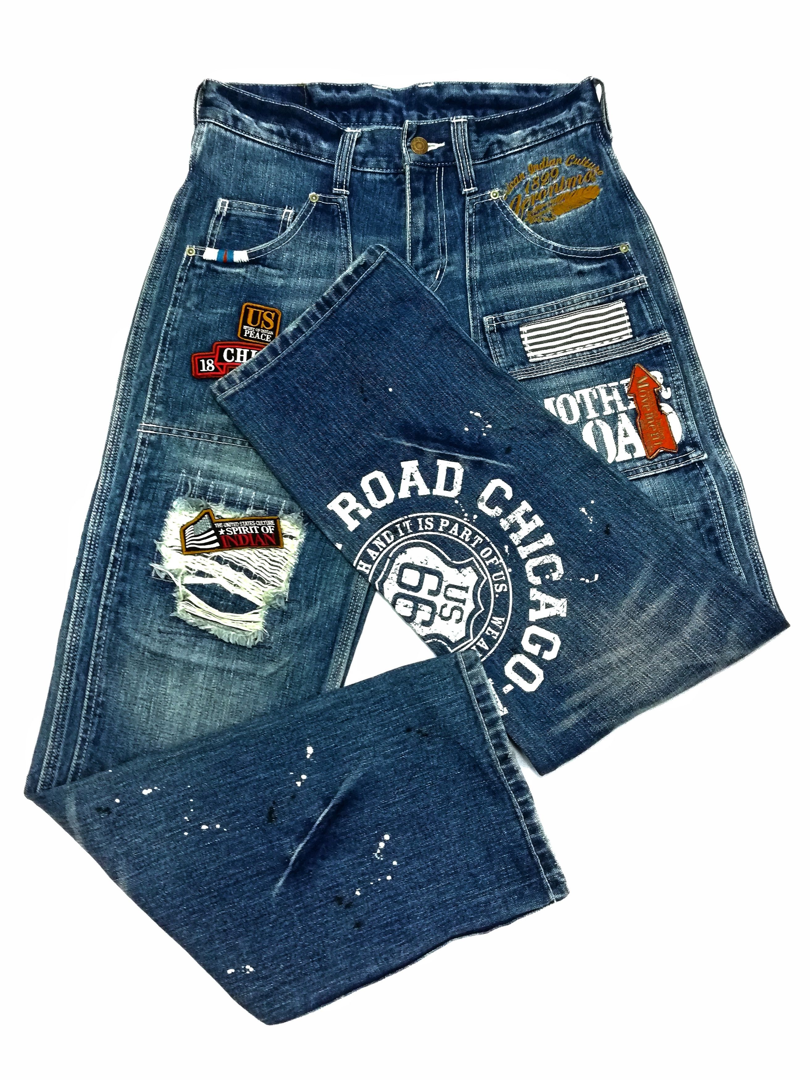Japanese Brand 🔥Mind Of U.S.A Distressed Patchwork Carpenter Denim Pants Size US 30 / EU 46 - 1 Thumbnail