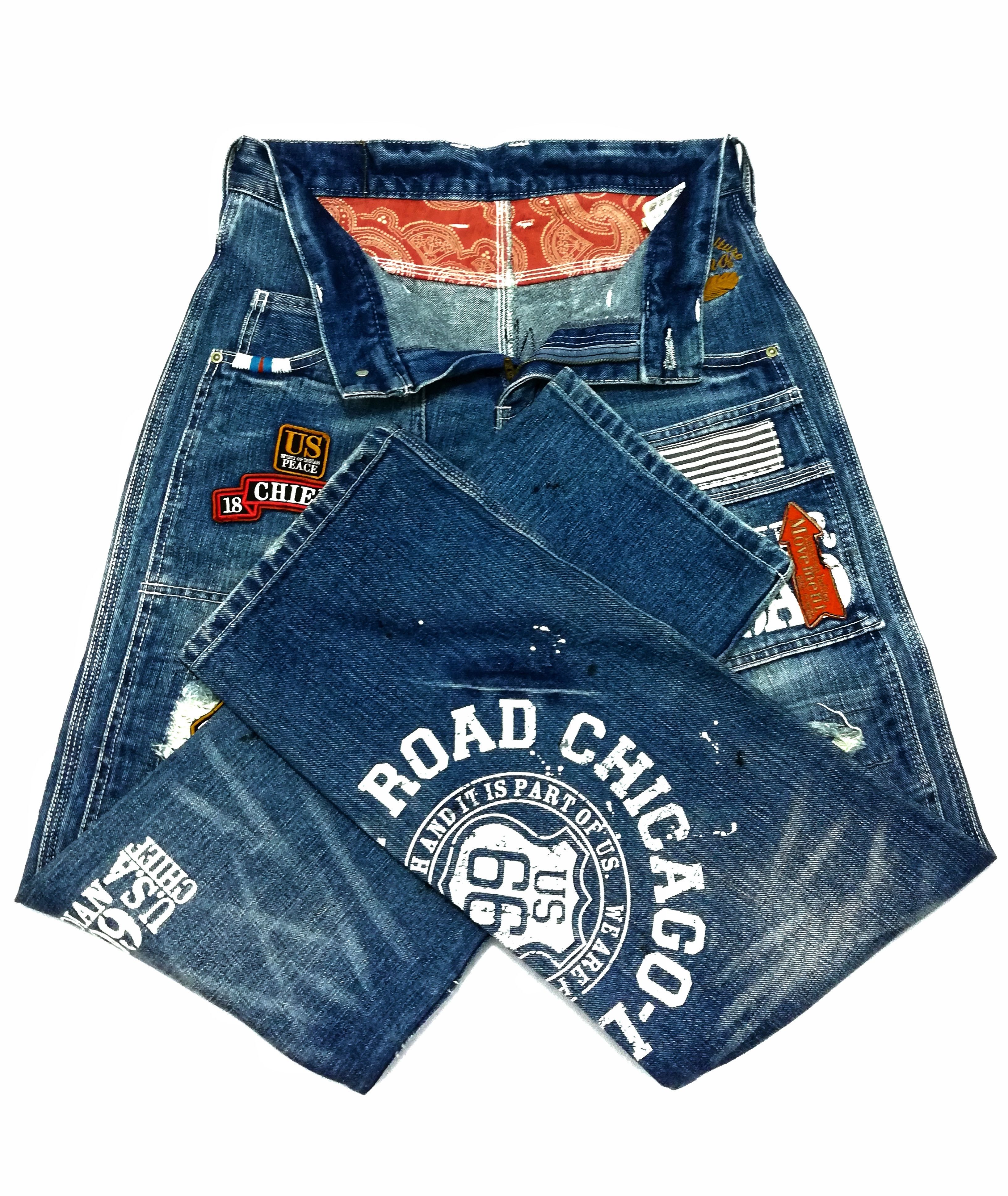 Japanese Brand 🔥Mind Of U.S.A Distressed Patchwork Carpenter Denim Pants Size US 30 / EU 46 - 11 Thumbnail