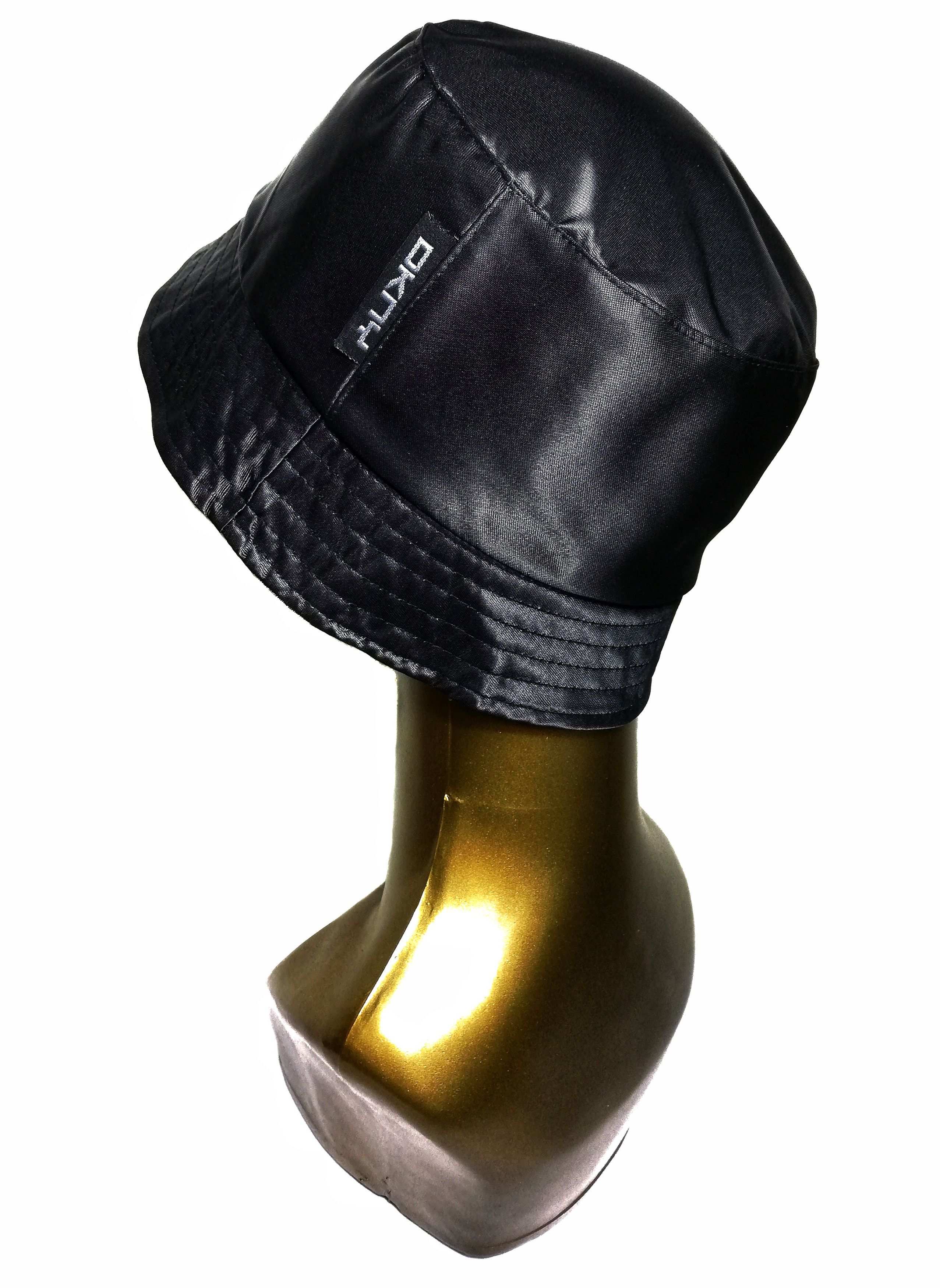 DKNY × Vintage 🔥Donnak Karan New York 🇺🇲 Black Shining Nylon Bucket Hat Size ONE SIZE - 4 Thumbnail