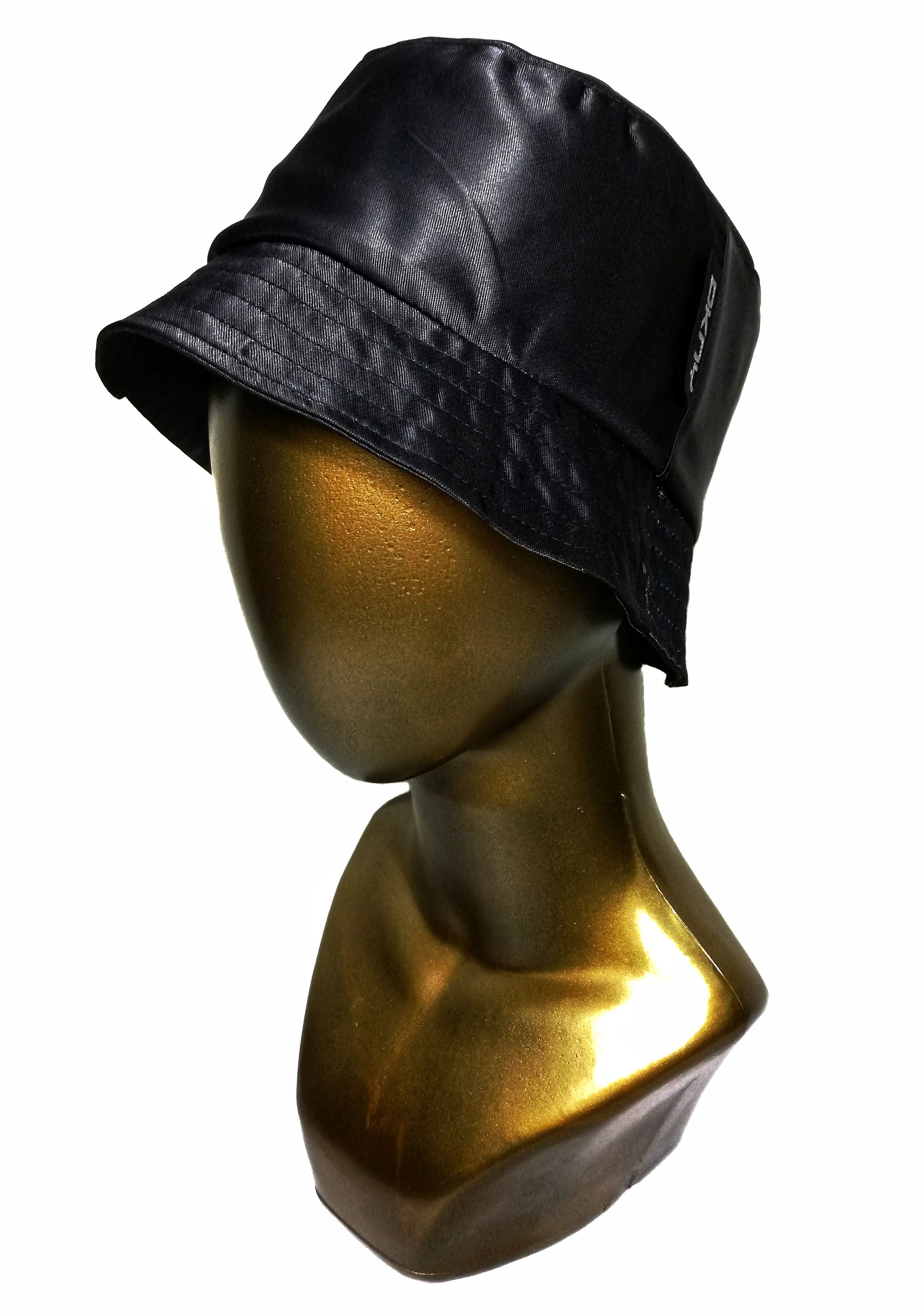 DKNY × Vintage 🔥Donnak Karan New York 🇺🇲 Black Shining Nylon Bucket Hat Size ONE SIZE - 2 Thumbnail