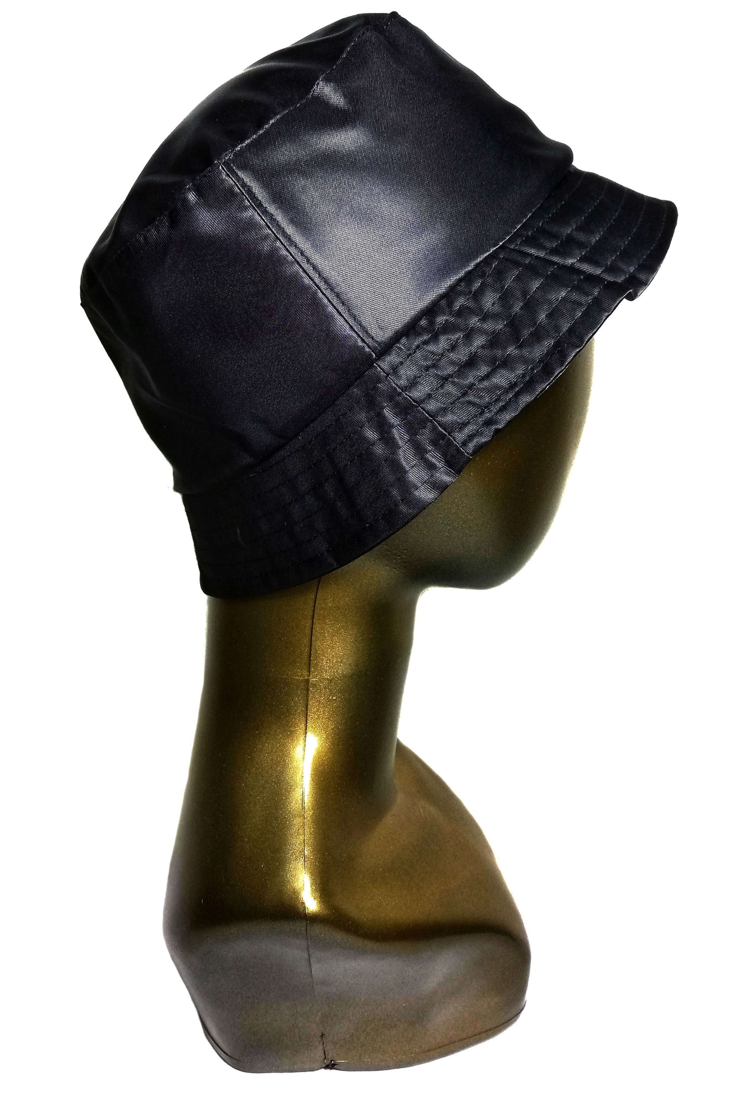 DKNY × Vintage 🔥Donnak Karan New York 🇺🇲 Black Shining Nylon Bucket Hat Size ONE SIZE - 8 Thumbnail