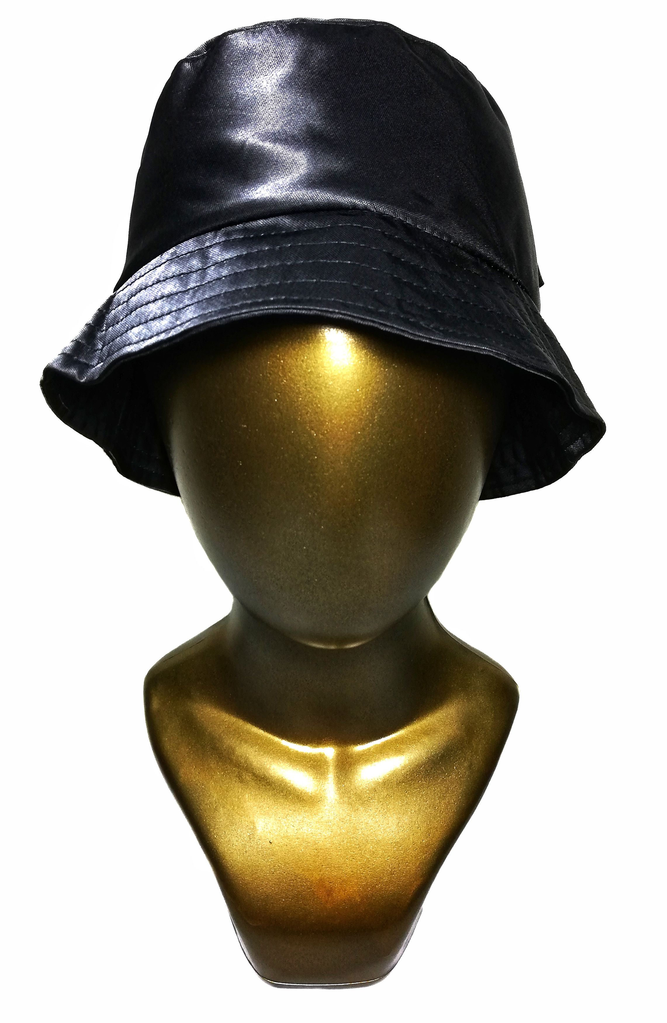 DKNY × Vintage 🔥Donnak Karan New York 🇺🇲 Black Shining Nylon Bucket Hat Size ONE SIZE - 9 Thumbnail