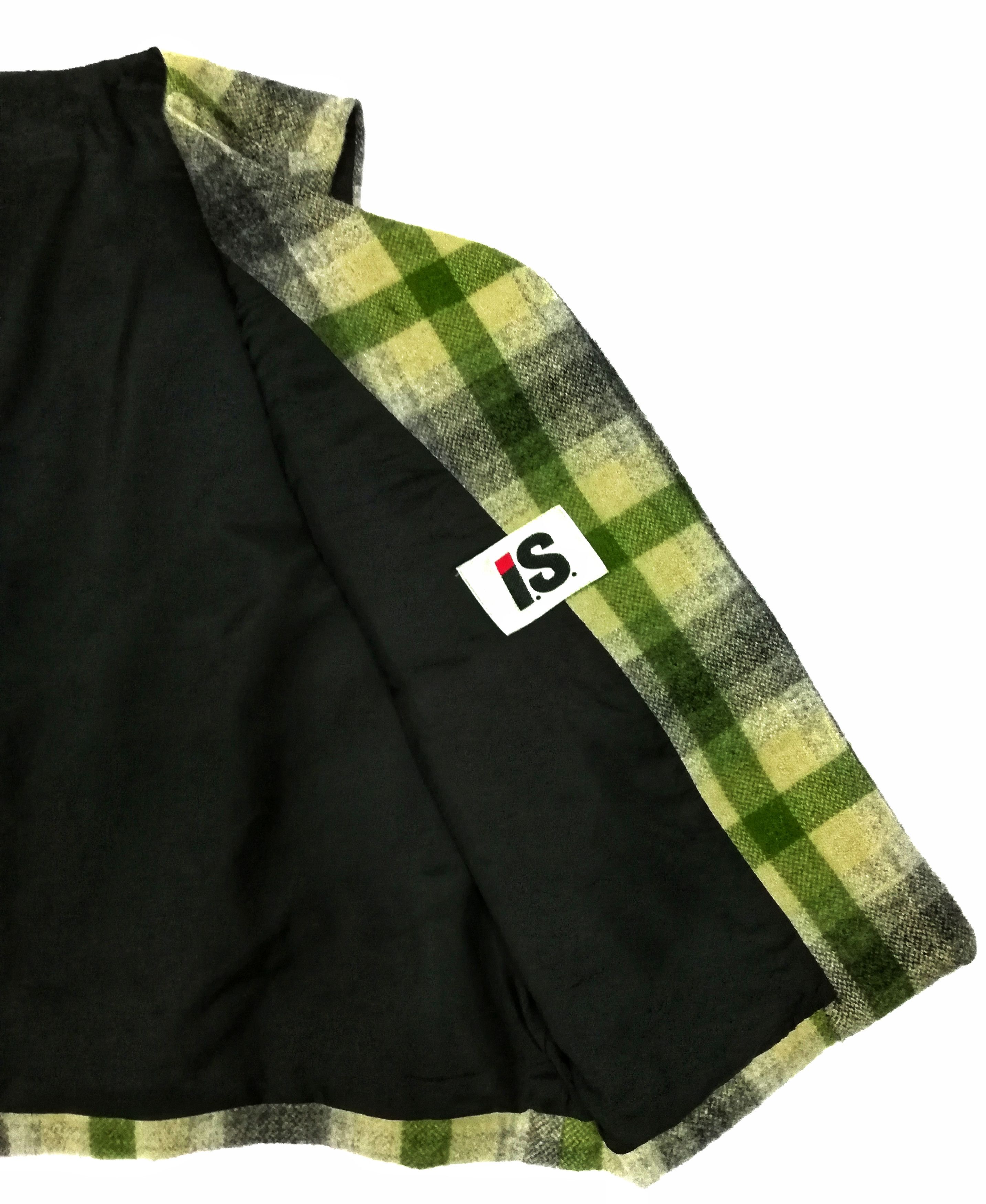 Issey Miyake 🔥Archival 80's I.S Checkered Green Wool Vest Jacket🔥 Size US S / EU 44-46 / 1 - 2 Thumbnail