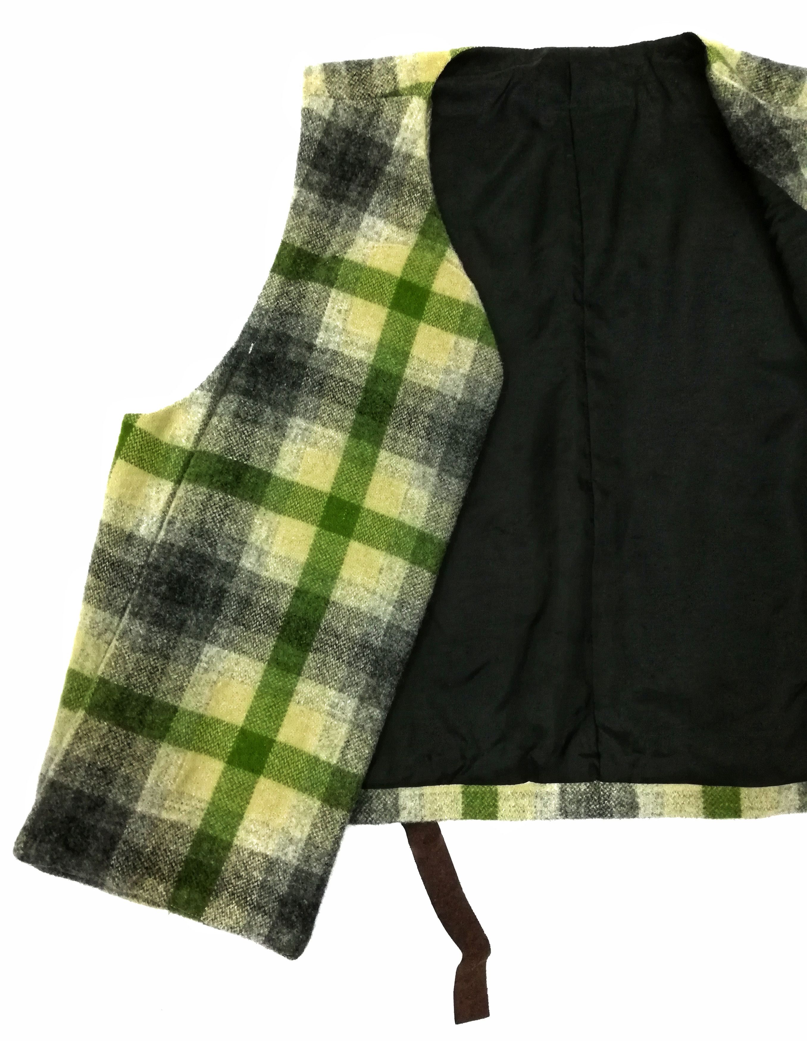 Issey Miyake 🔥Archival 80's I.S Checkered Green Wool Vest Jacket🔥 Size US S / EU 44-46 / 1 - 3 Thumbnail