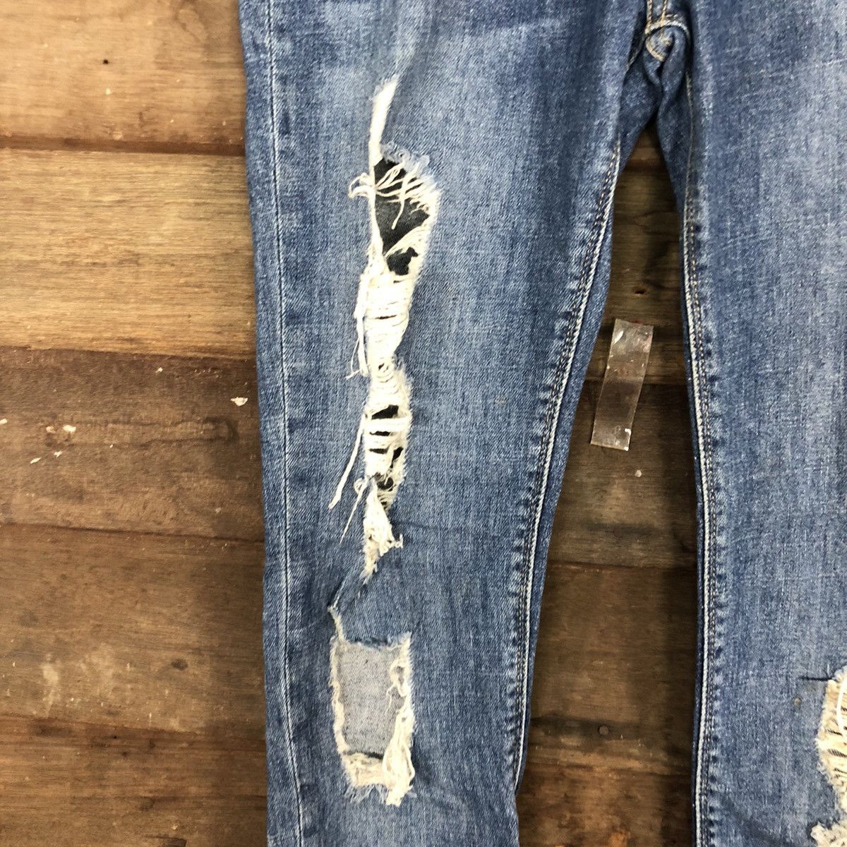 Stradivarius Stradivarius skinny Blue distressed Denim Jeans Pants #4580 Size 28" / US 6 / IT 42 - 5 Thumbnail