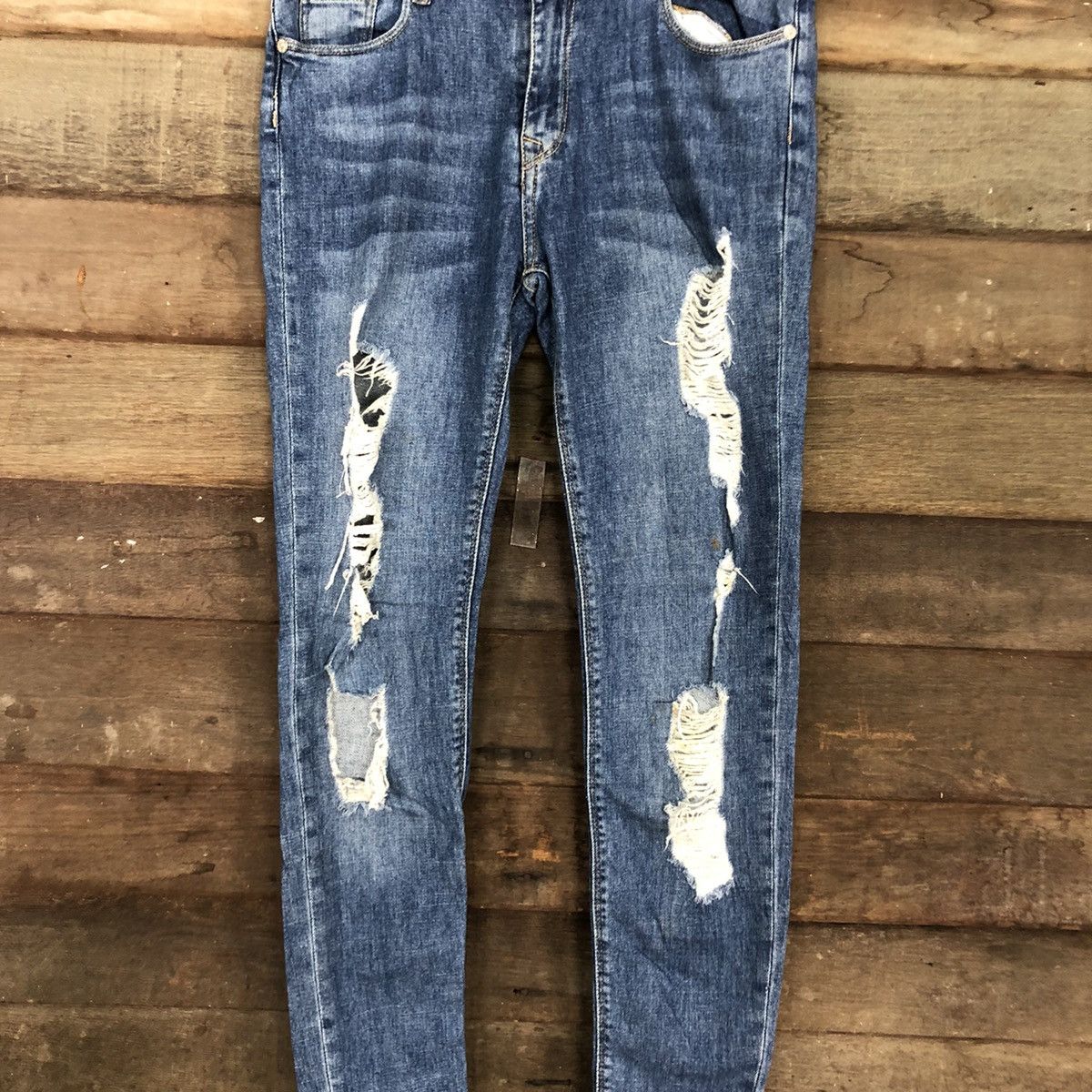 Stradivarius Stradivarius skinny Blue distressed Denim Jeans Pants #4580 Size 28" / US 6 / IT 42 - 4 Thumbnail