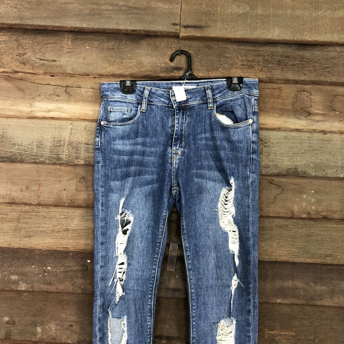 Stradivarius Stradivarius skinny Blue distressed Denim Jeans Pants #4580 Size 28" / US 6 / IT 42 - 2 Thumbnail