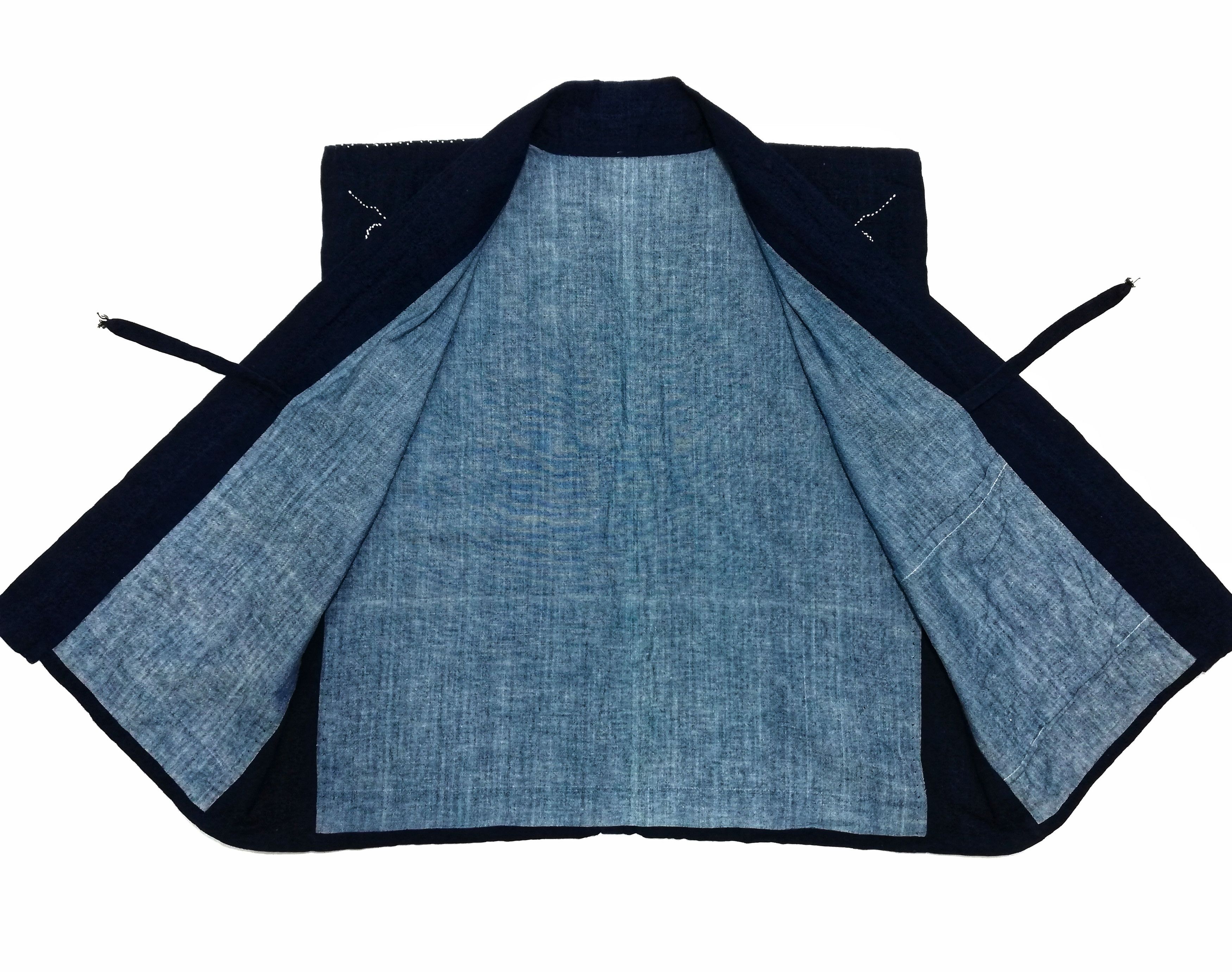 Art Comes First × Indigo × Japanese Brand 🔥Traditional Boro Sashiko Kimono Vest Flower Stitching Size US M / EU 48-50 / 2 - 5 Thumbnail