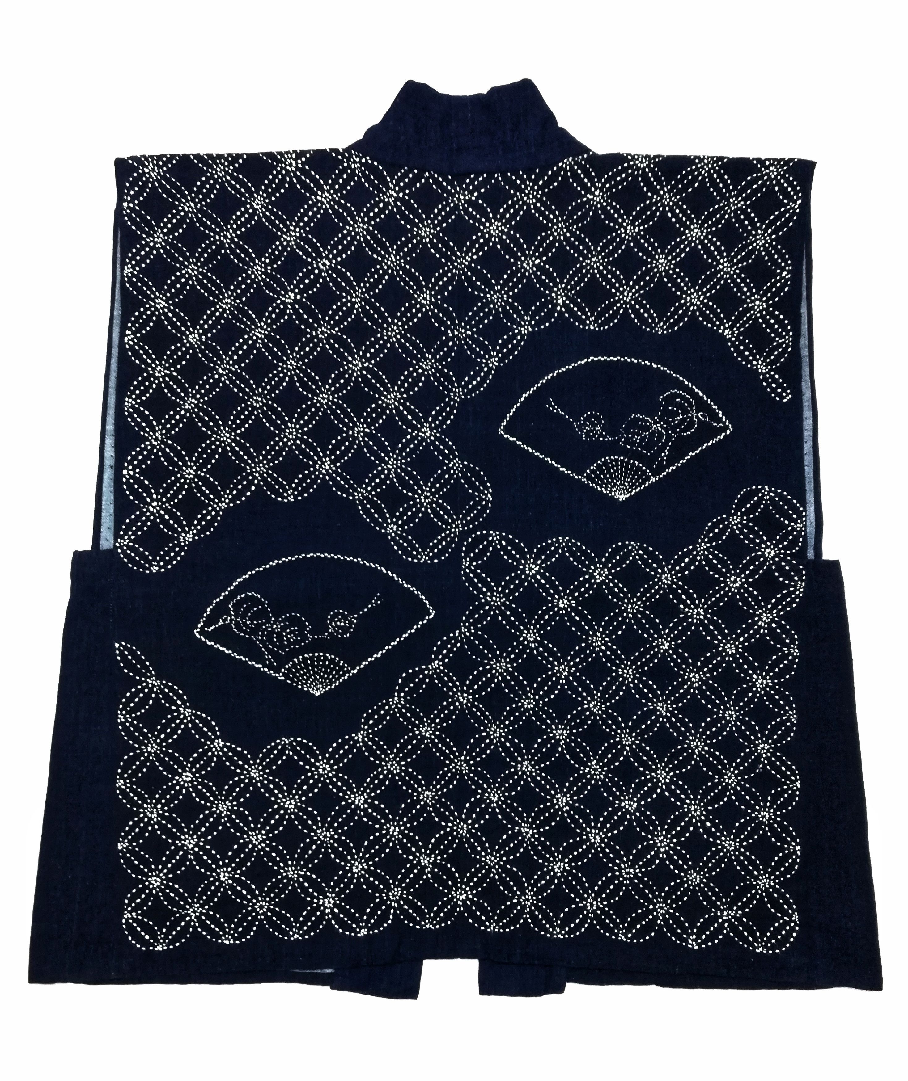 Art Comes First × Indigo × Japanese Brand 🔥Traditional Boro Sashiko Kimono Vest Flower Stitching Size US M / EU 48-50 / 2 - 6 Thumbnail