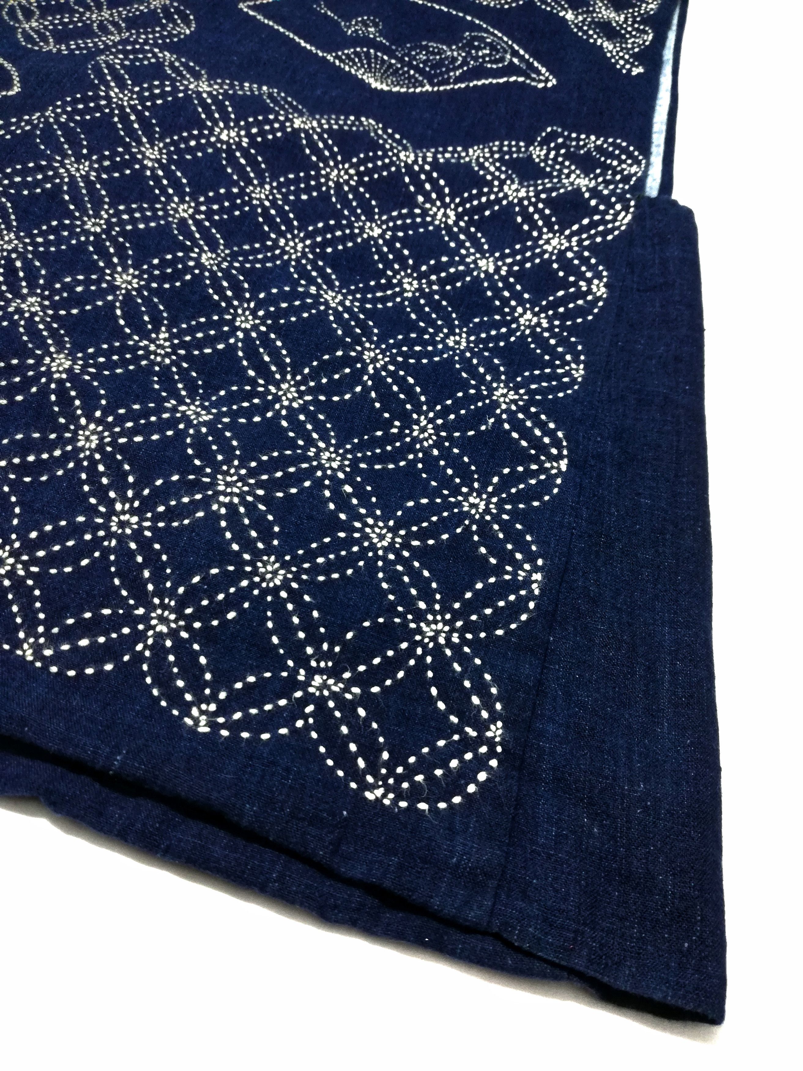 Art Comes First × Indigo × Japanese Brand 🔥Traditional Boro Sashiko Kimono Vest Flower Stitching Size US M / EU 48-50 / 2 - 9 Thumbnail