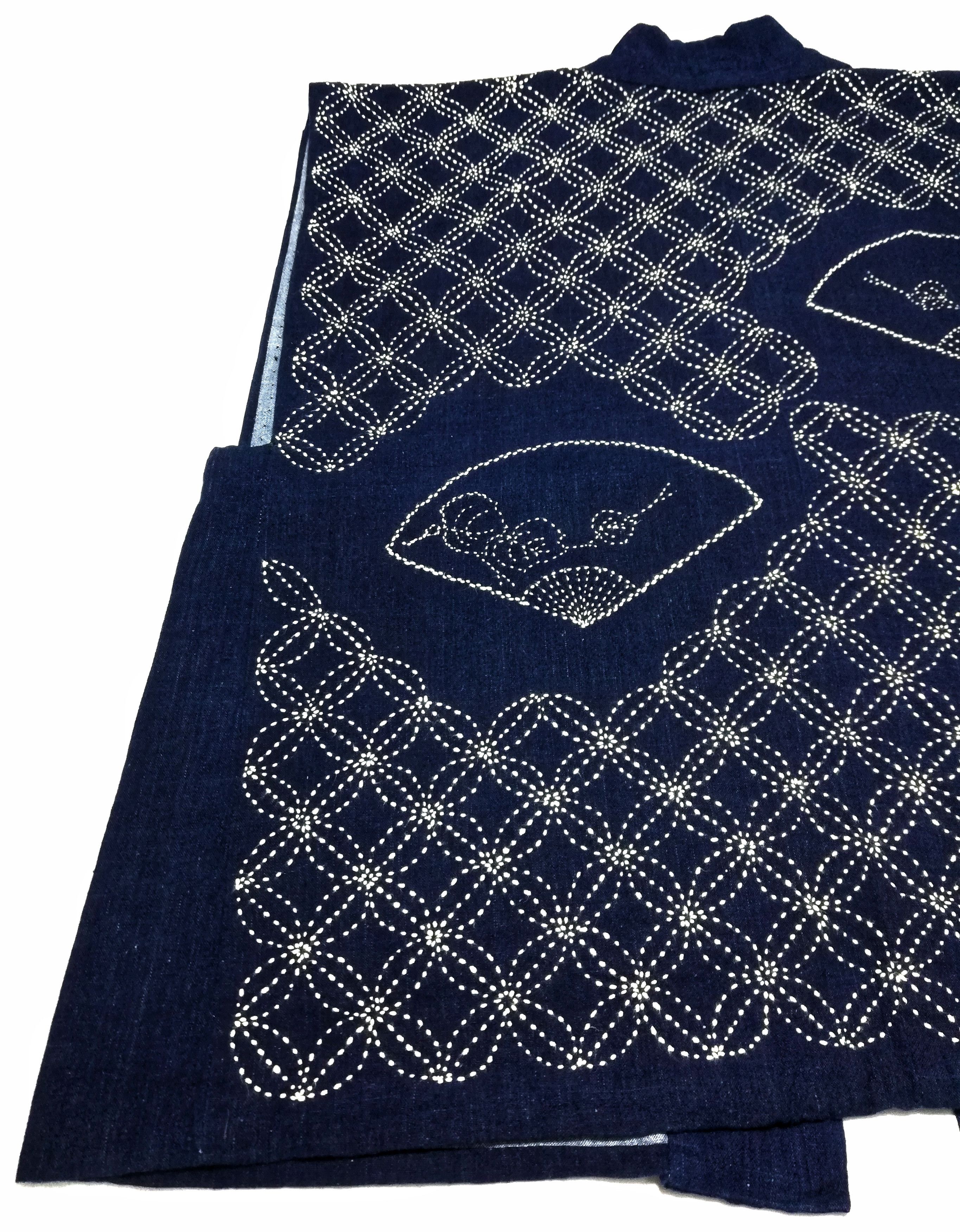 Art Comes First × Indigo × Japanese Brand 🔥Traditional Boro Sashiko Kimono Vest Flower Stitching Size US M / EU 48-50 / 2 - 10 Thumbnail
