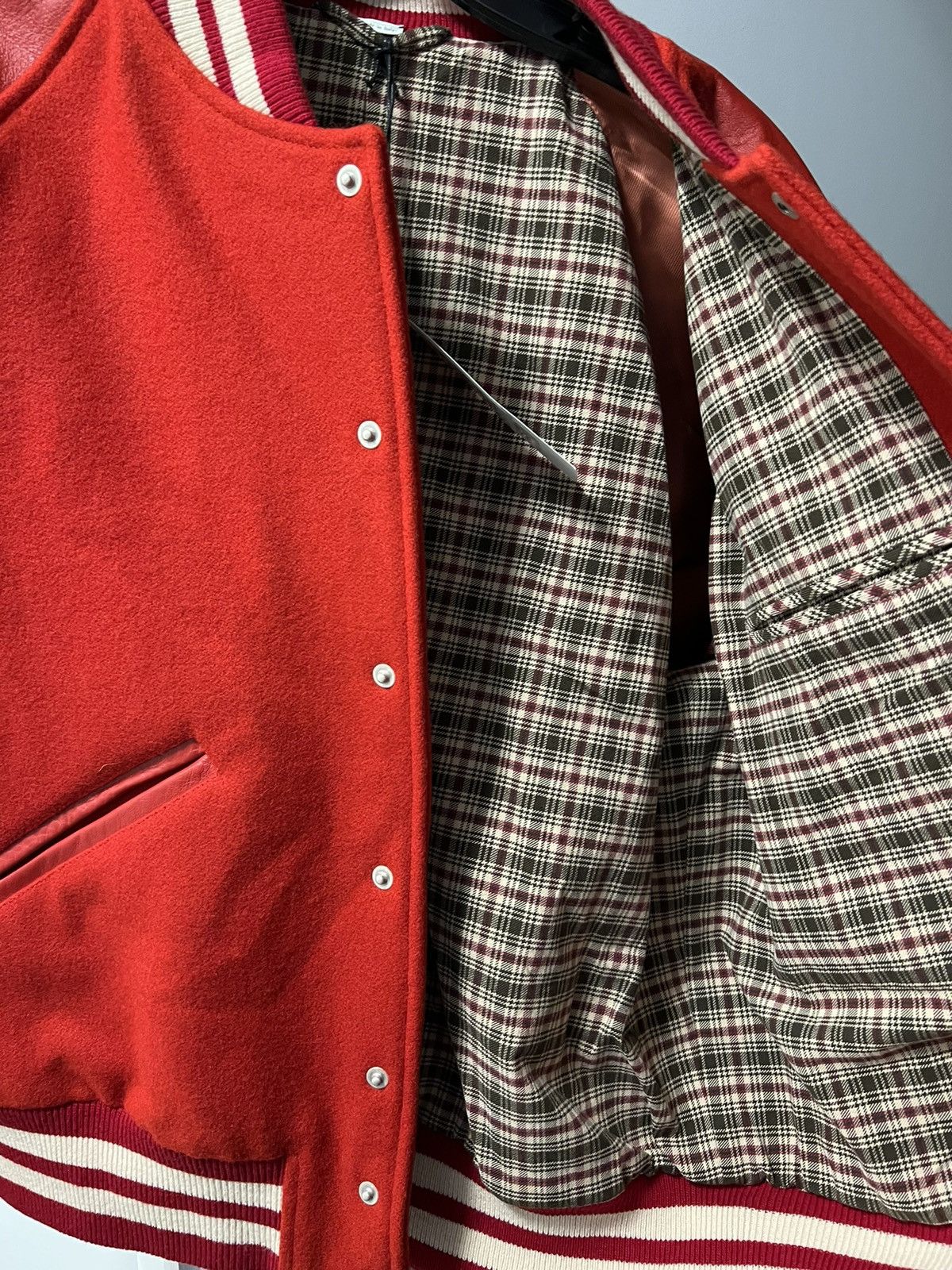 Gucci Gucci Red Felt and leather bomber jacket Size US M / EU 48-50 / 2 - 6 Thumbnail