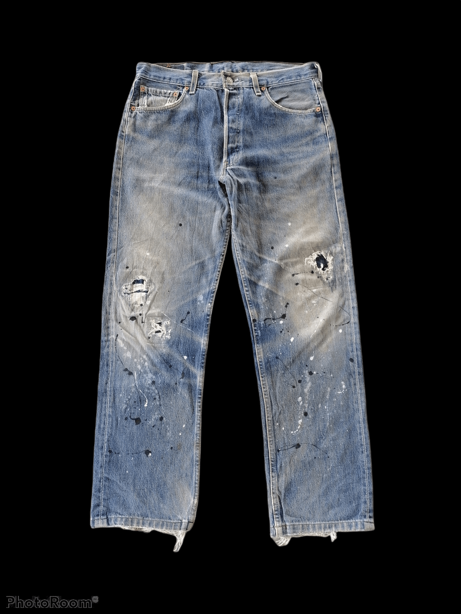 image of Archival Clothing x Levis Vintage Clothing Vintage Levi's 501 Splattered Paint Denim Pants in Blue 