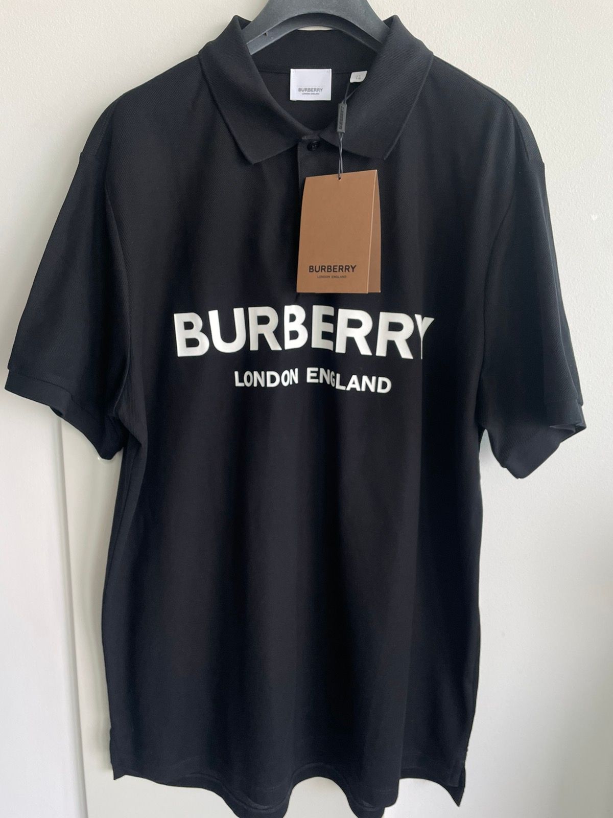 Pre-owned Burberry Limited Edition Iconic Bbr Logo Polo Tee T-shirt In Black