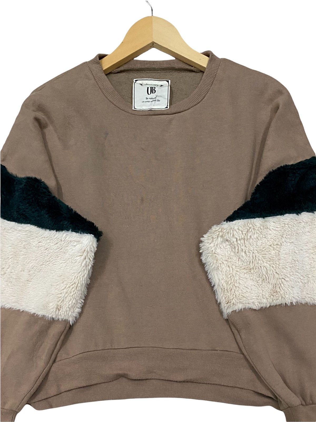Homespun Knitwear × Japanese Brand OVERSIZES URBANITY (UB) CROPPED TOP FLEECE FUR SWEATSHIRT Size XL / US 12-14 / IT 48-50 - 4 Thumbnail