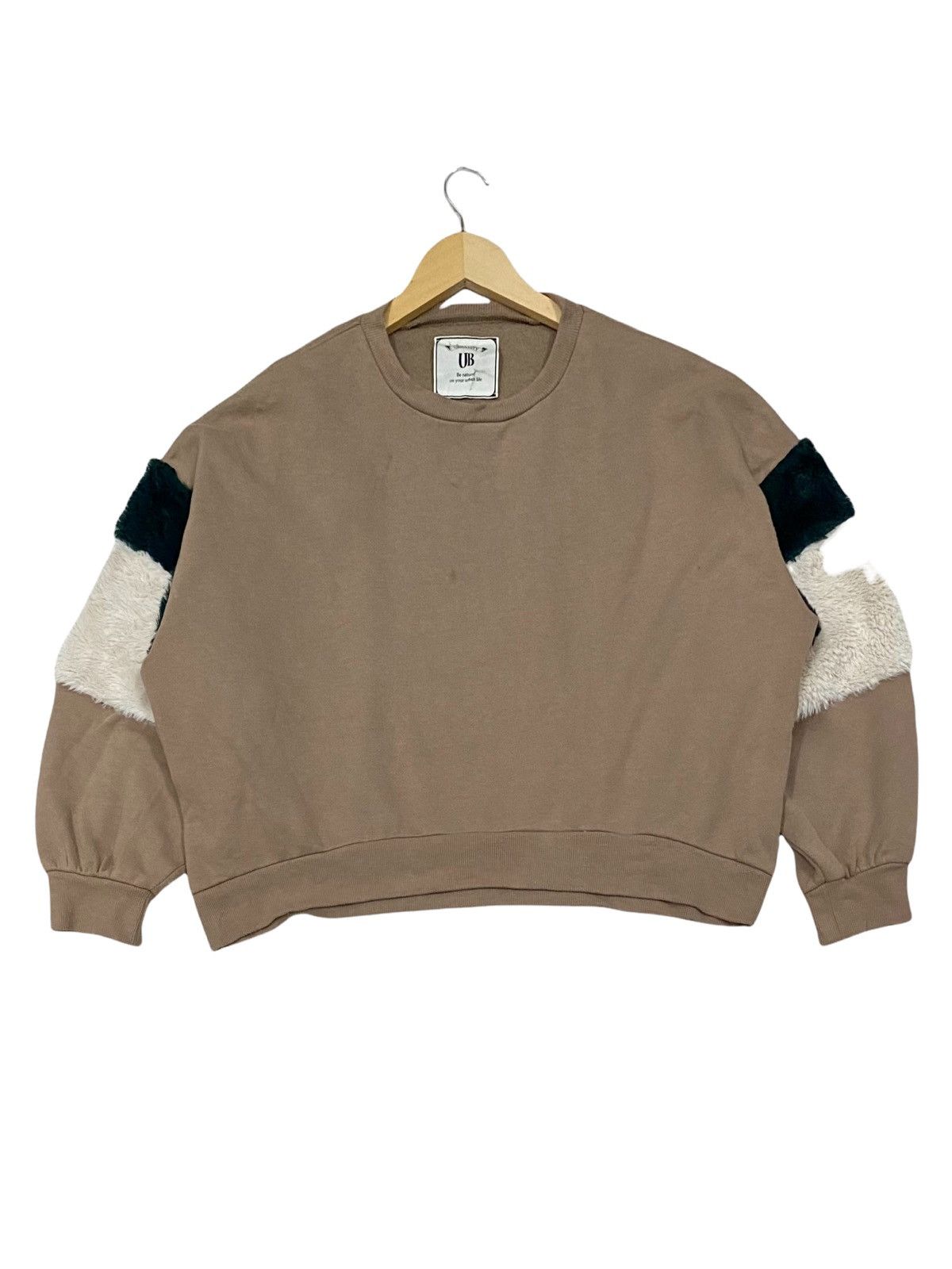 Homespun Knitwear × Japanese Brand OVERSIZES URBANITY (UB) CROPPED TOP FLEECE FUR SWEATSHIRT Size XL / US 12-14 / IT 48-50 - 3 Thumbnail