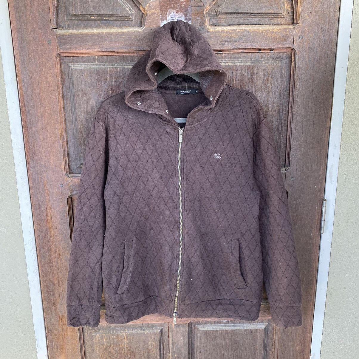 OFFER🔥Vintage Burberry Black Label Quilted Hoodie Jacket
