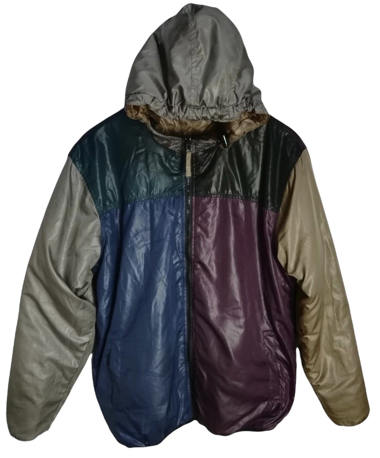 Japanese Brand multicolour quilted hoodie reversible jacket Size US XL / EU 56 / 4 - 1 Thumbnail