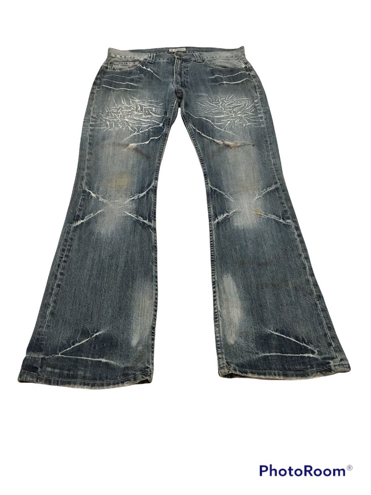 Art Comes First × Japanese Brand 🔥SICK🔥Thrashed Sorridere Art Distressed Denim Pants Size US 32 / EU 48 - 2 Thumbnail