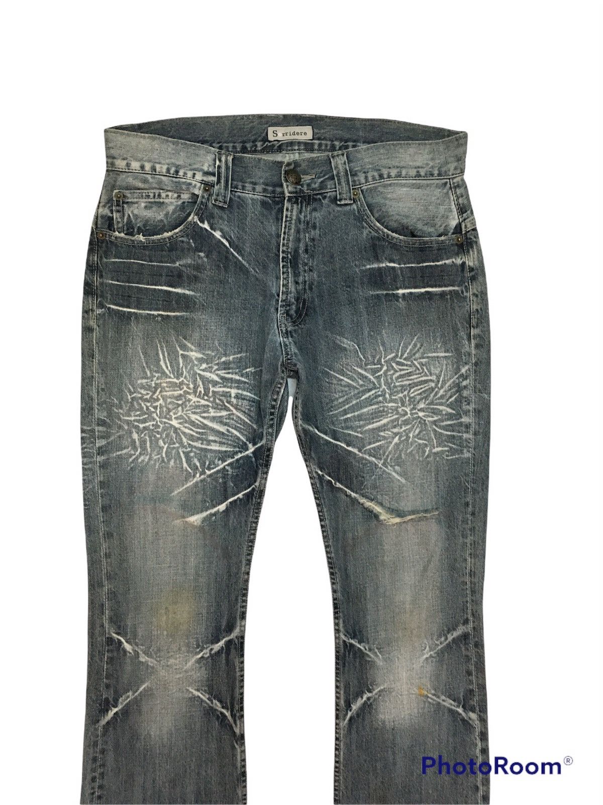 Art Comes First × Japanese Brand 🔥SICK🔥Thrashed Sorridere Art Distressed Denim Pants Size US 32 / EU 48 - 3 Thumbnail