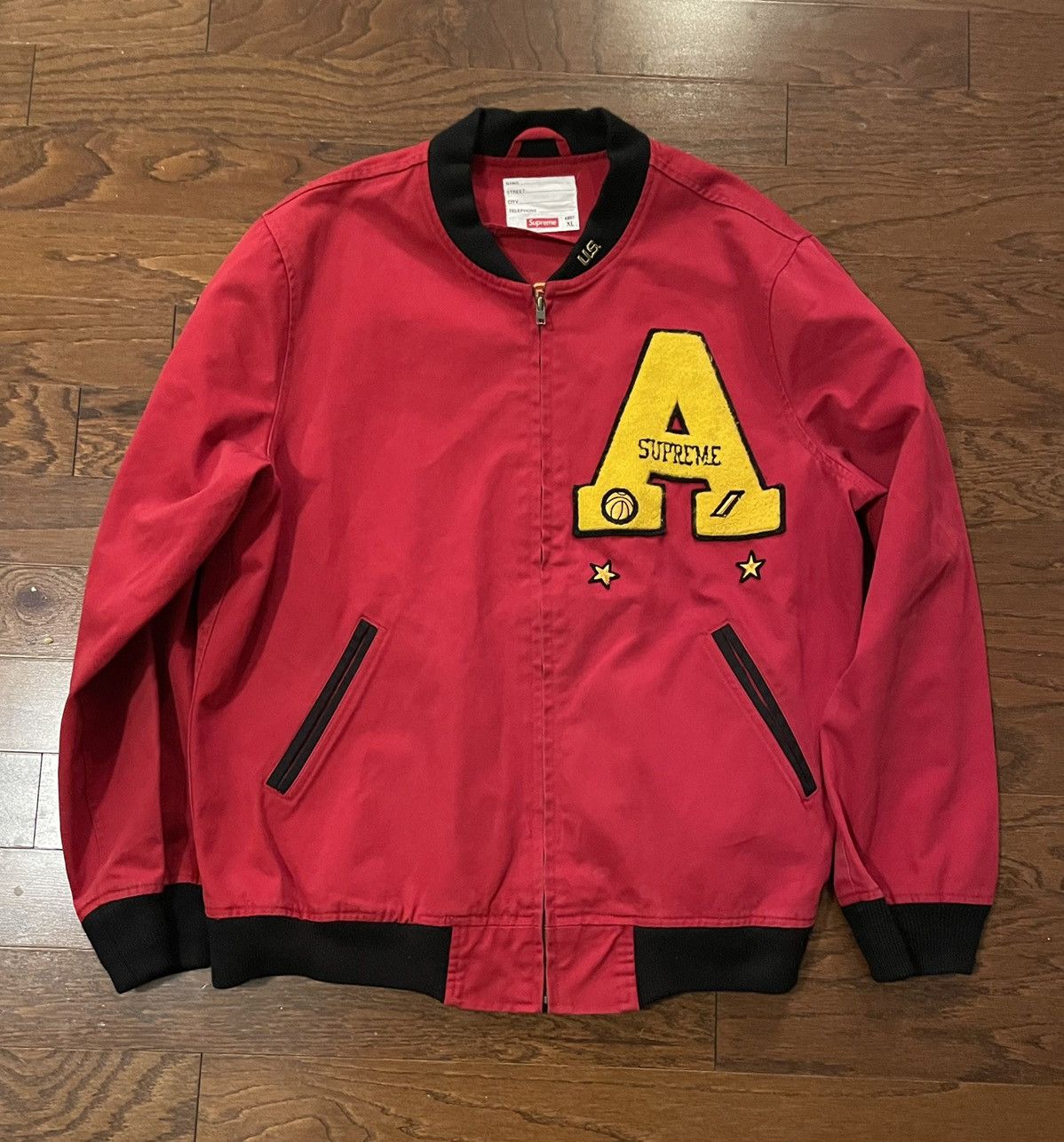 image of Supreme Ss13 Cadet Varsity Jacket in Red, Men's (Size XL)