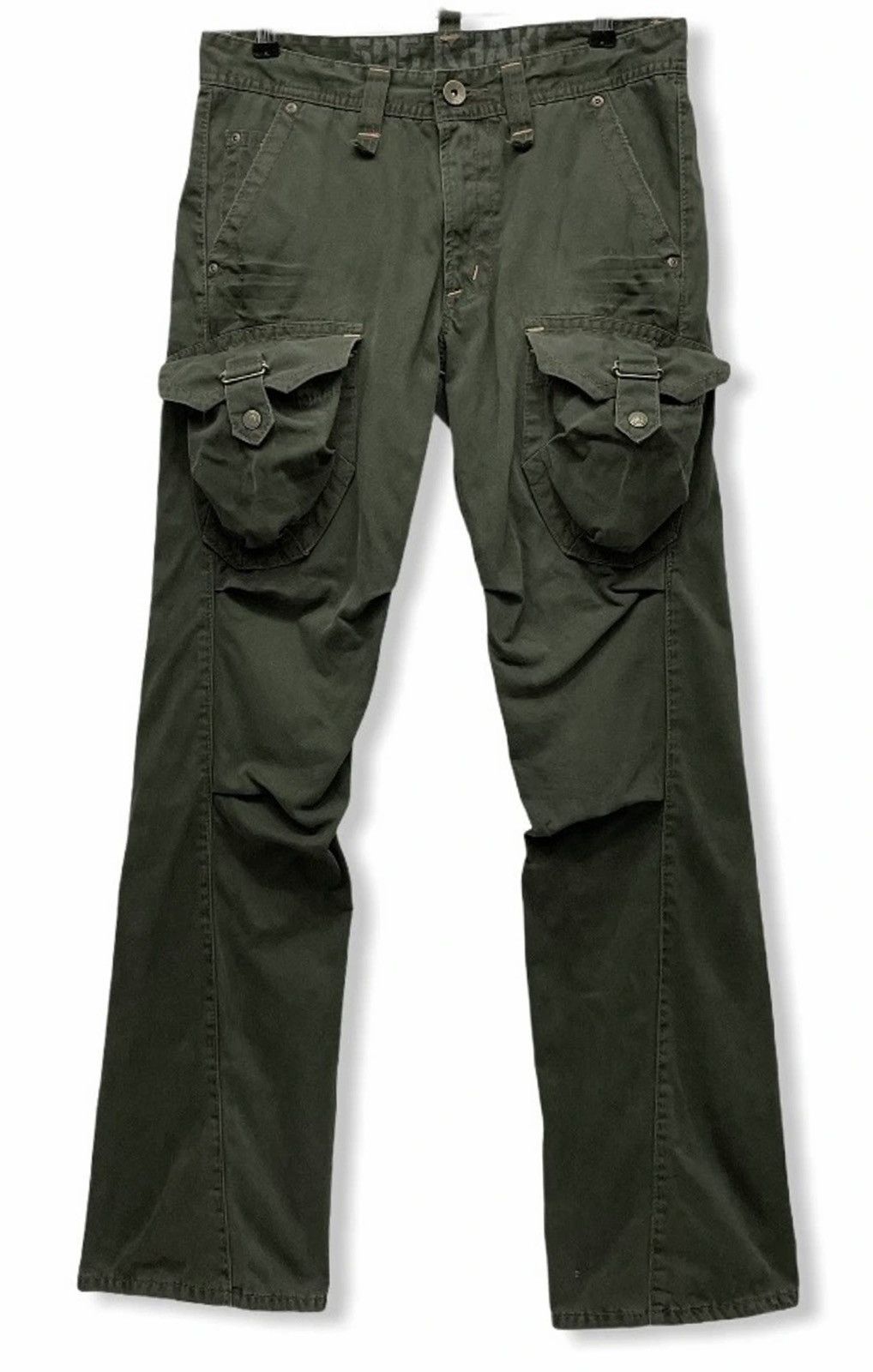 Edwin FYE🔥KHAKI 3D Pocket Bush Cargo Pants Travis Scott Style Size US 31 - 2 Thumbnail