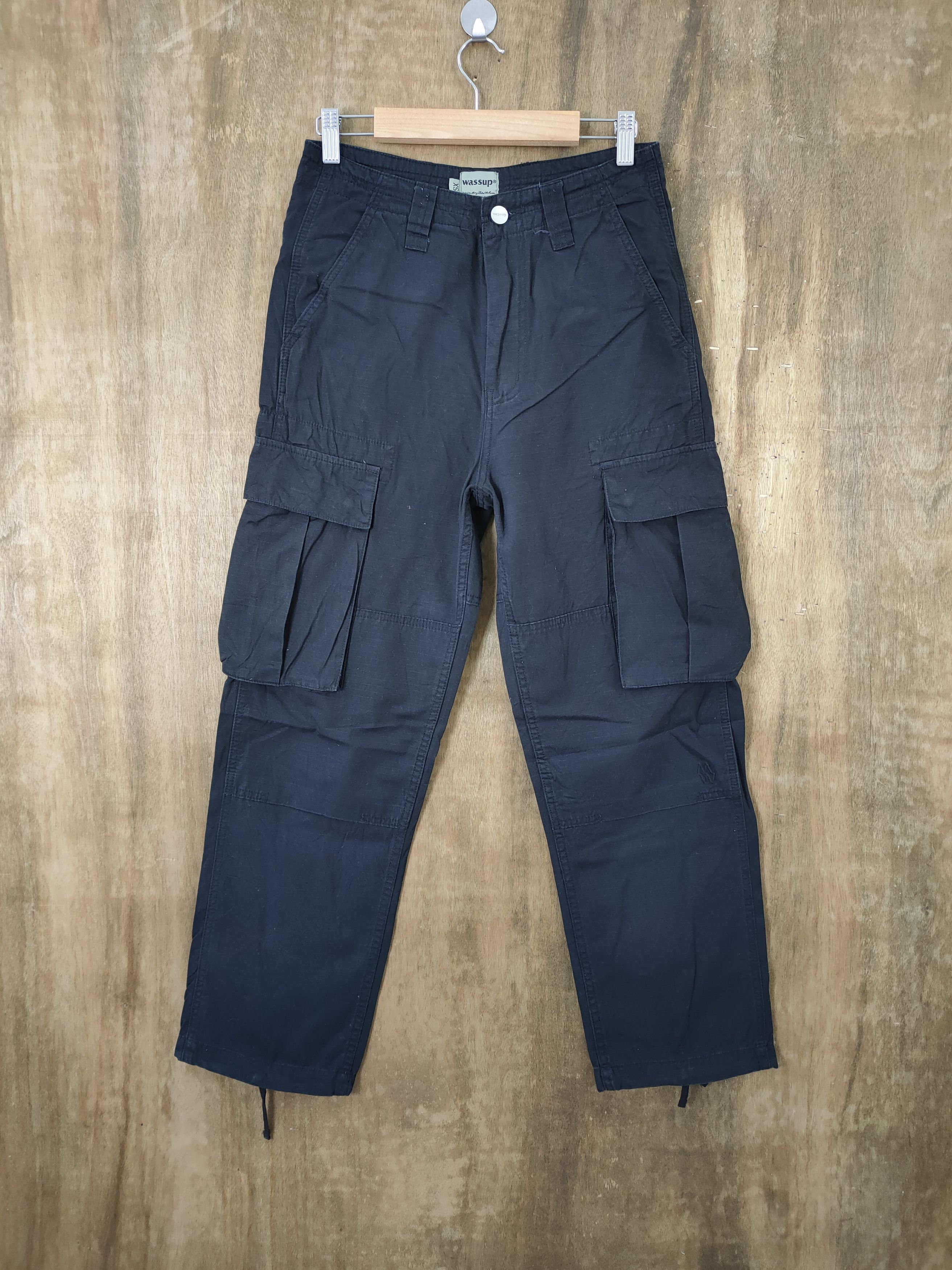 image of Wassup Black Cargo Pants Multipocket Tactical, Men's (Size 26)