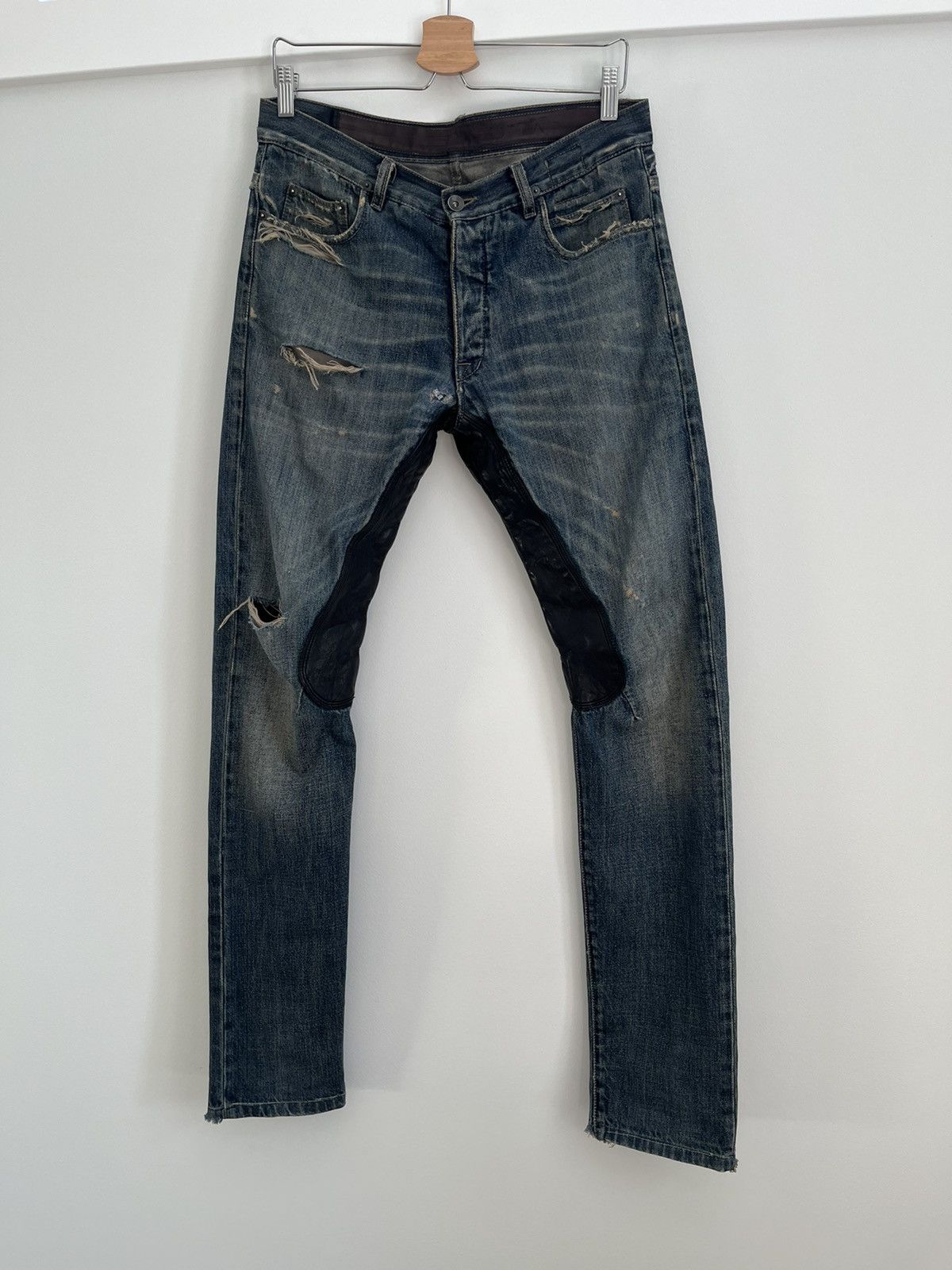 Rick Owens 2009 Leather Insert Denim Jeans