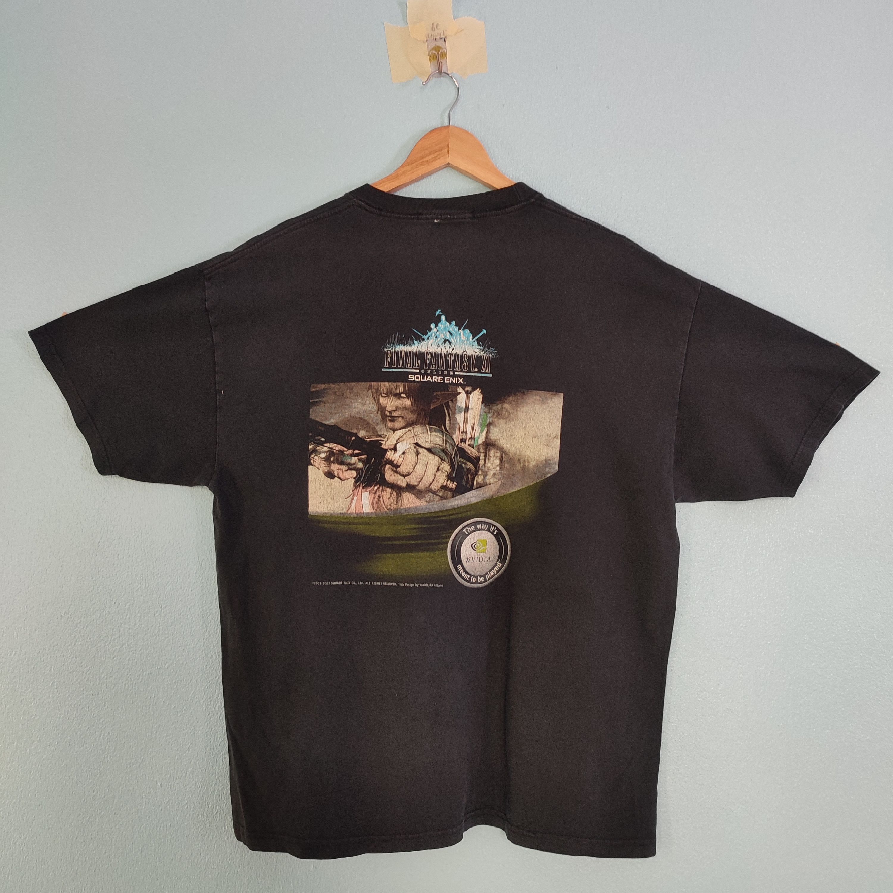 image of Final Fantasy Xi Playstation Game Back Print Vintage Tshirt in Black, Men's (Size Large)