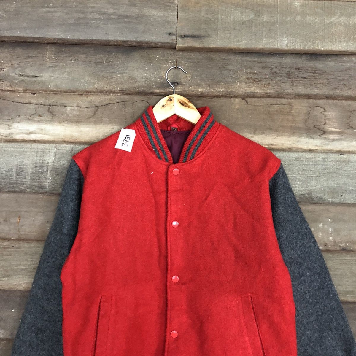 Japanese Brand Japan plain Red Varsity Jacket #3731 Size US M / EU 48-50 / 2 - 9 Thumbnail