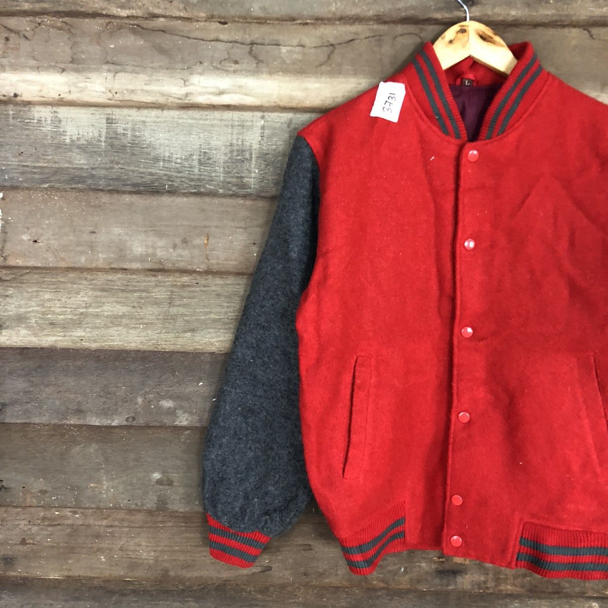 Japanese Brand Japan plain Red Varsity Jacket #3731 Size US M / EU 48-50 / 2 - 7 Thumbnail