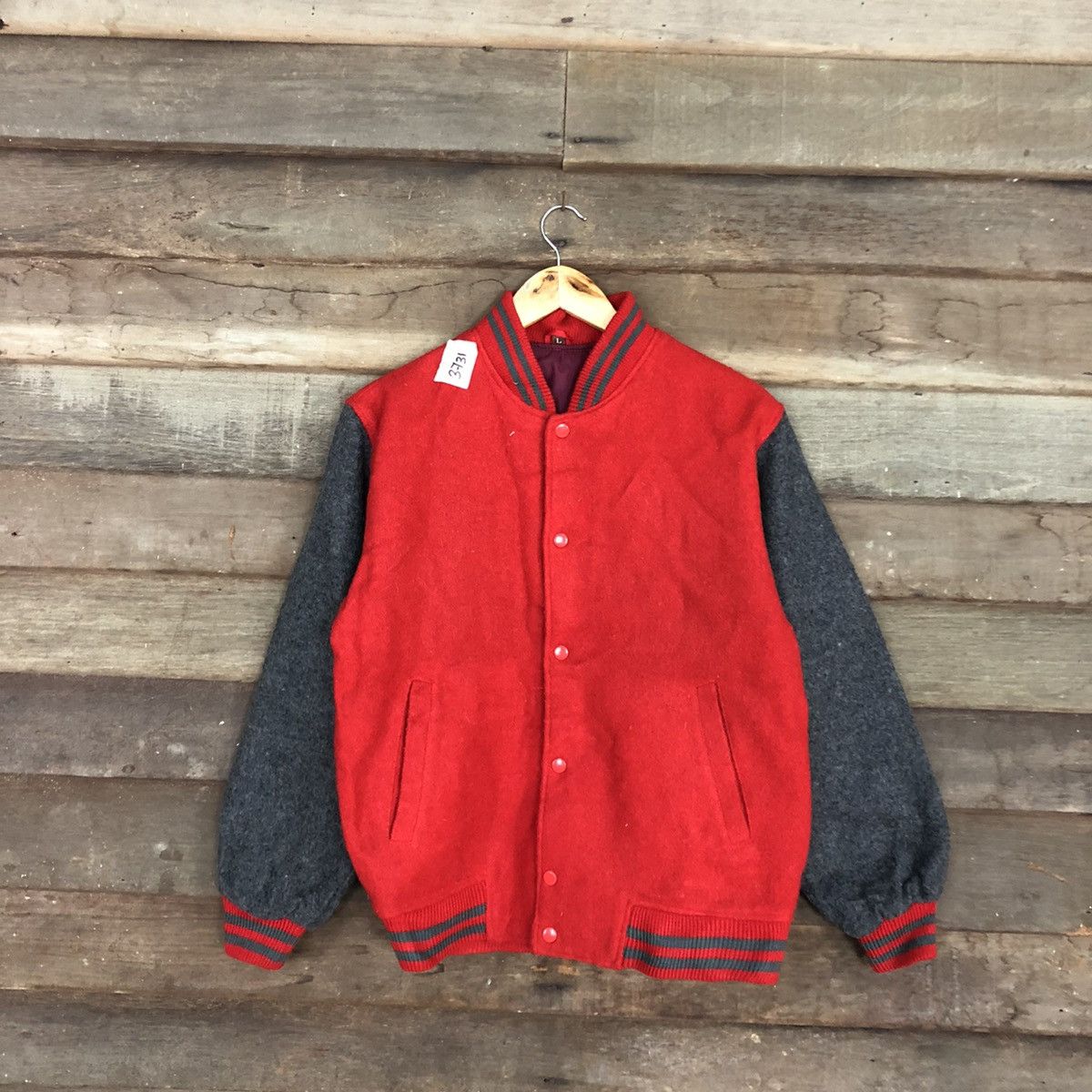Japanese Brand Japan plain Red Varsity Jacket #3731 Size US M / EU 48-50 / 2 - 1 Thumbnail