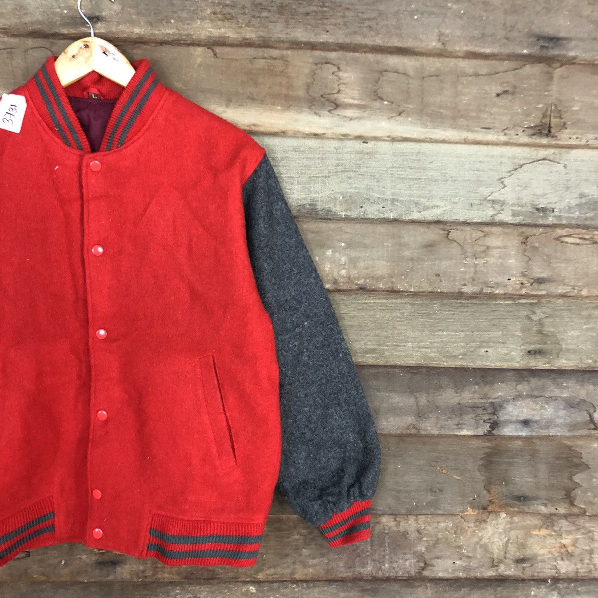 Japanese Brand Japan plain Red Varsity Jacket #3731 Size US M / EU 48-50 / 2 - 5 Thumbnail