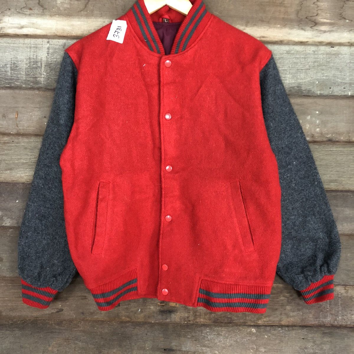 Japanese Brand Japan plain Red Varsity Jacket #3731 Size US M / EU 48-50 / 2 - 8 Thumbnail