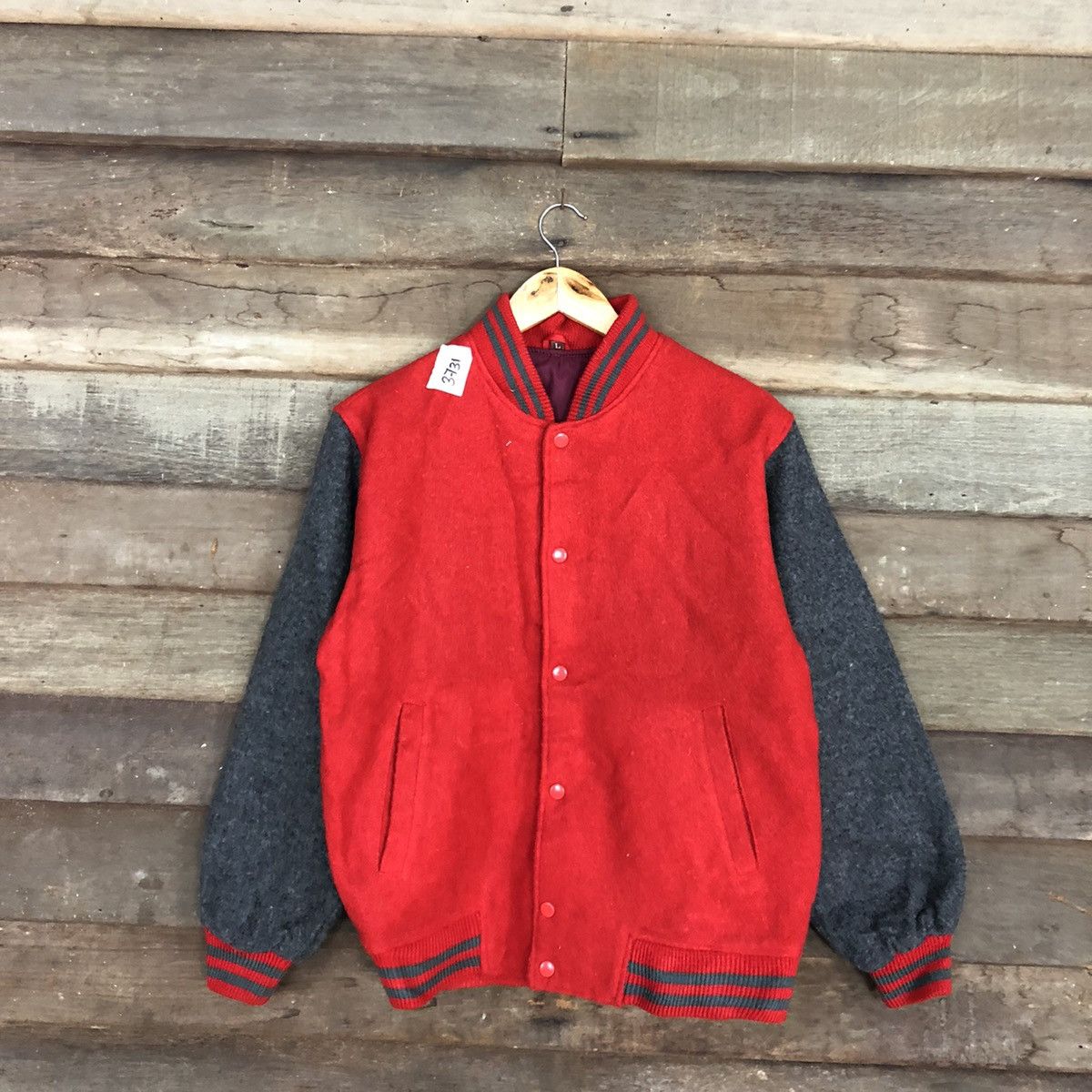 Japanese Brand Japan plain Red Varsity Jacket #3731 Size US M / EU 48-50 / 2 - 3 Thumbnail