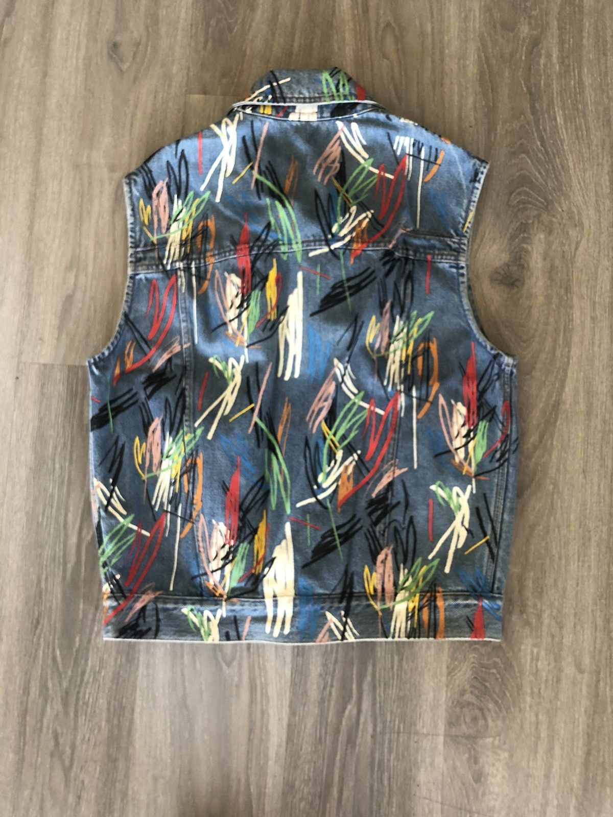 Dior × Kris Van Assche Dior Scribble Denim Vest Size US L / EU 52-54 / 3 - 2 Thumbnail